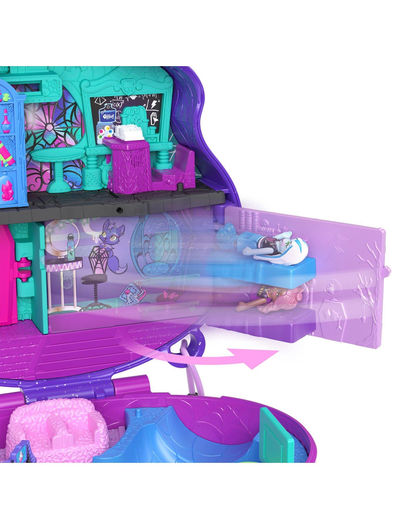 Image 3 of 6 of Polly Pocket Polly Pocket Monster High Compact with 3 Micro Dolls &amp; 10 Accessories, Opens to High School