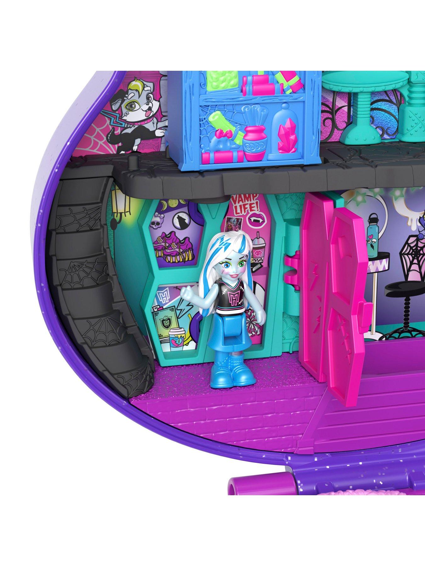 Image 4 of 6 of Polly Pocket Polly Pocket Monster High Compact with 3 Micro Dolls &amp; 10 Accessories, Opens to High School