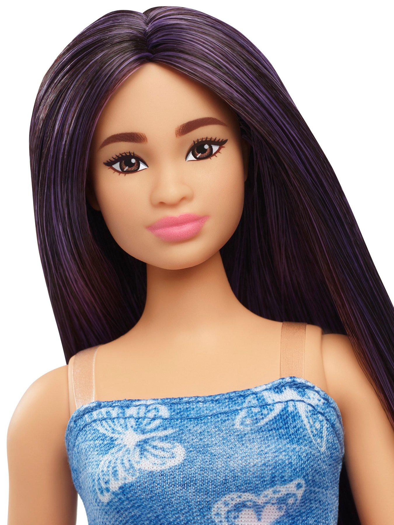 barbie-fashionistas-doll-231-in-denim-butterfly-dress-with-pink-belt-purple-hairback