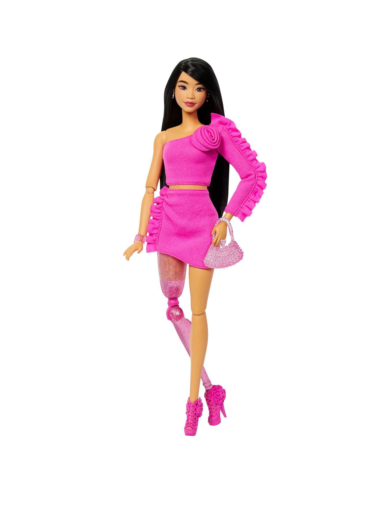 undefined Barbie Deluxe Style #2 Doll in Pink Barbiecore Top and Skirt Set, Black Hair  &  Prosthetic Leg