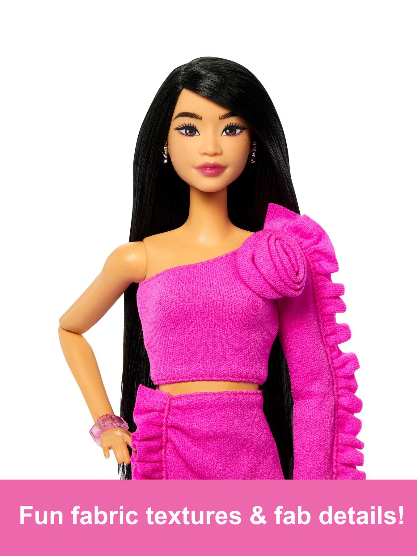 barbie-barbie-deluxe-style-2-doll-in-pink-barbiecore-top-and-skirt-set-black-hair-amp-prosthetic-legoutfit