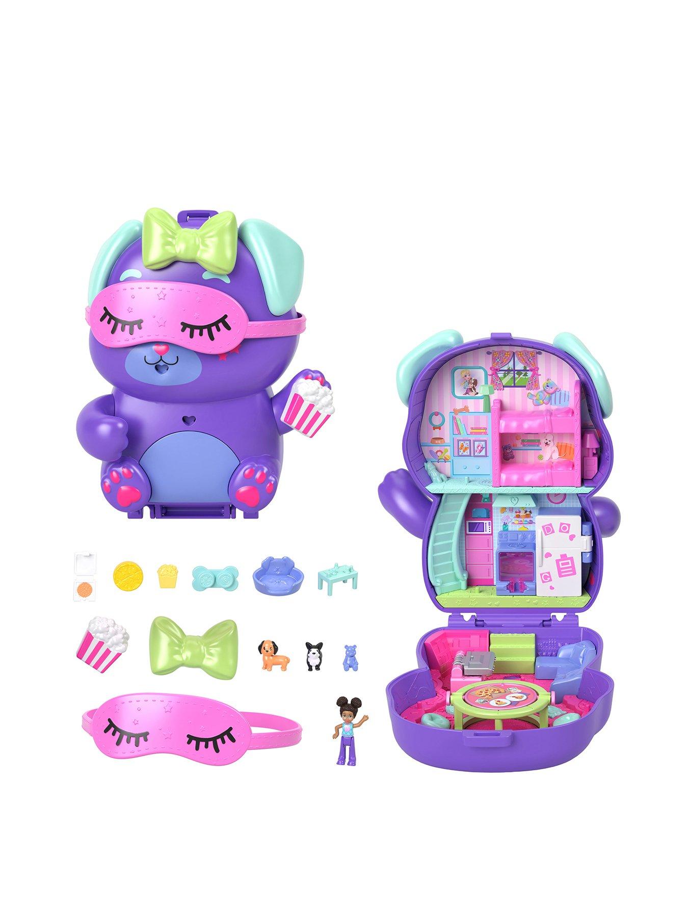 polly-pocket-polly-pocket-sleepover-puppy-compact-playset-with-1-micro-doll-and-pet-dogs-travel-toy-with-food-amp-styling-accessories