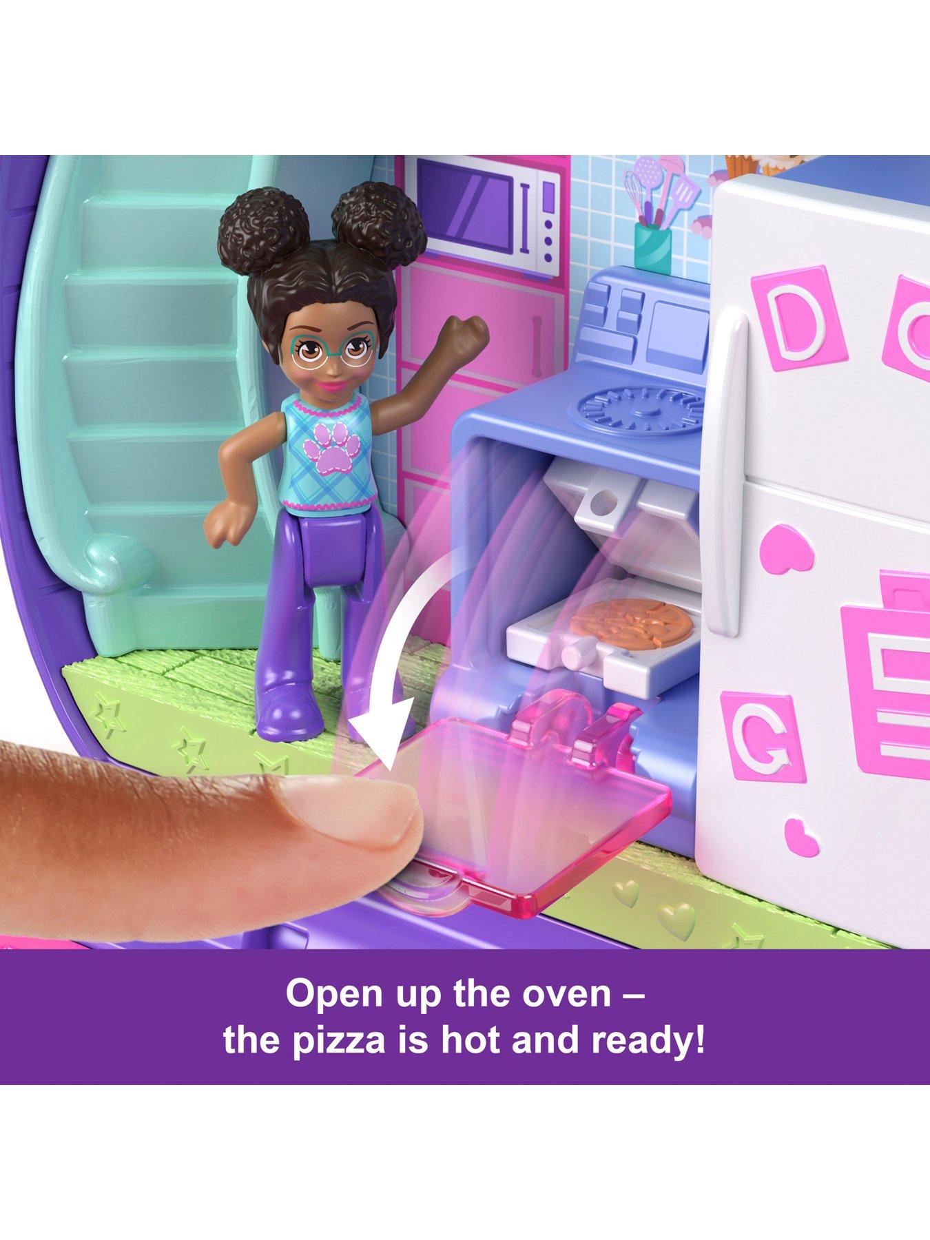 Image 4 of 8 of Polly Pocket Polly Pocket Sleepover Puppy Compact Playset with 1 Micro Doll and Pet Dogs, Travel Toy with Food &amp; Styling Accessories