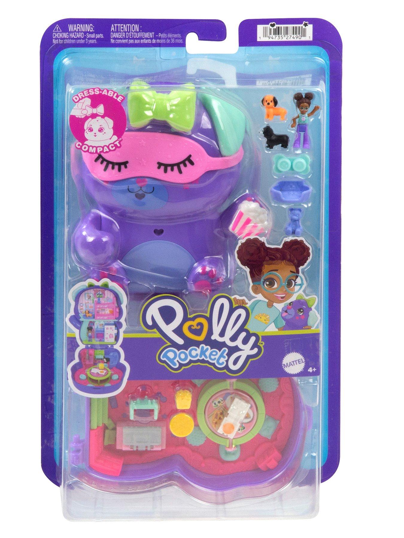 Image 7 of 8 of Polly Pocket Polly Pocket Sleepover Puppy Compact Playset with 1 Micro Doll and Pet Dogs, Travel Toy with Food &amp; Styling Accessories