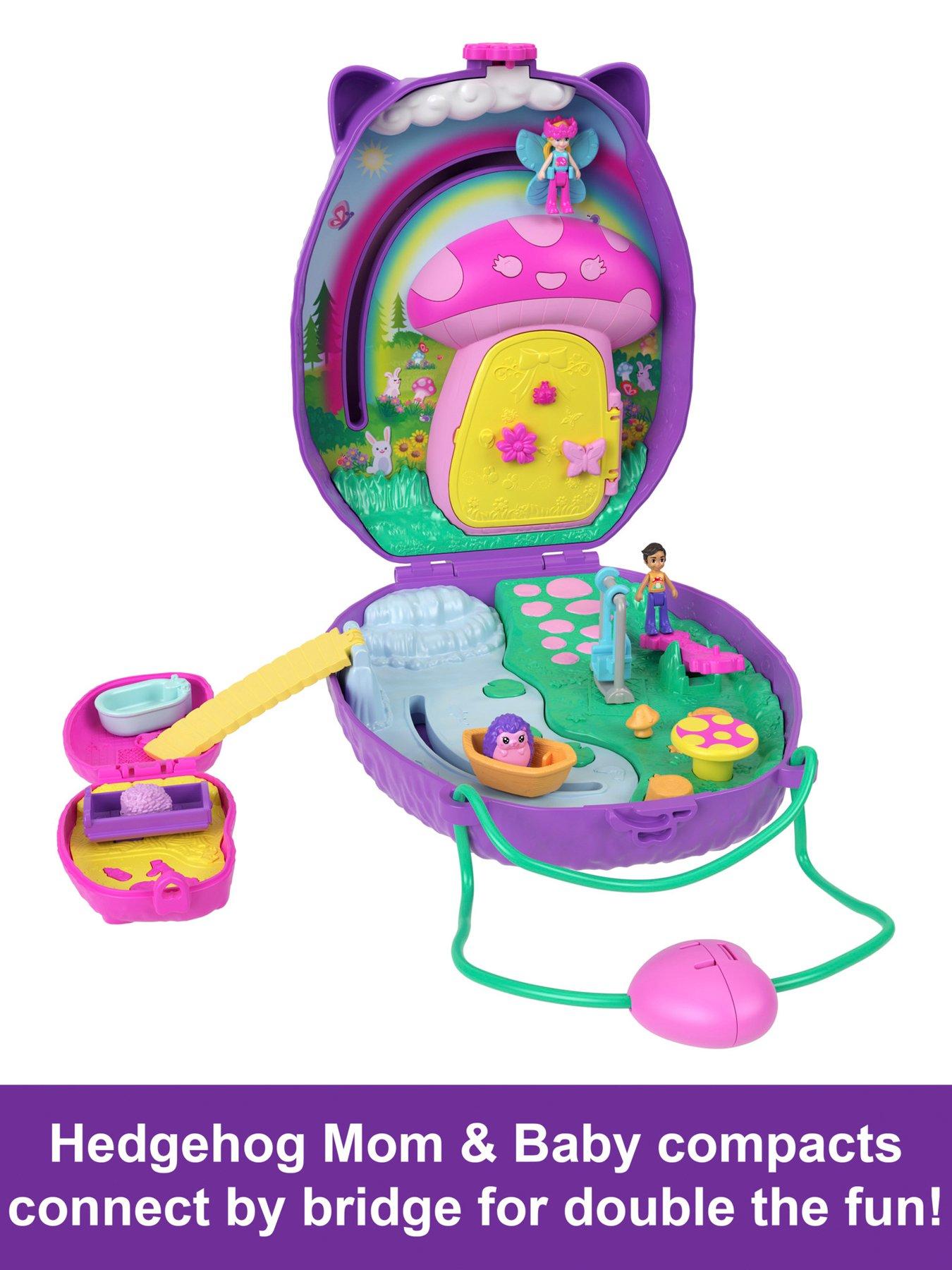 Image 3 of 8 of Polly Pocket Polly Pocket Hedgehog Mom &amp; Baby Purse Playset with 2 Dolls &amp; 16 Accessories Including Pets