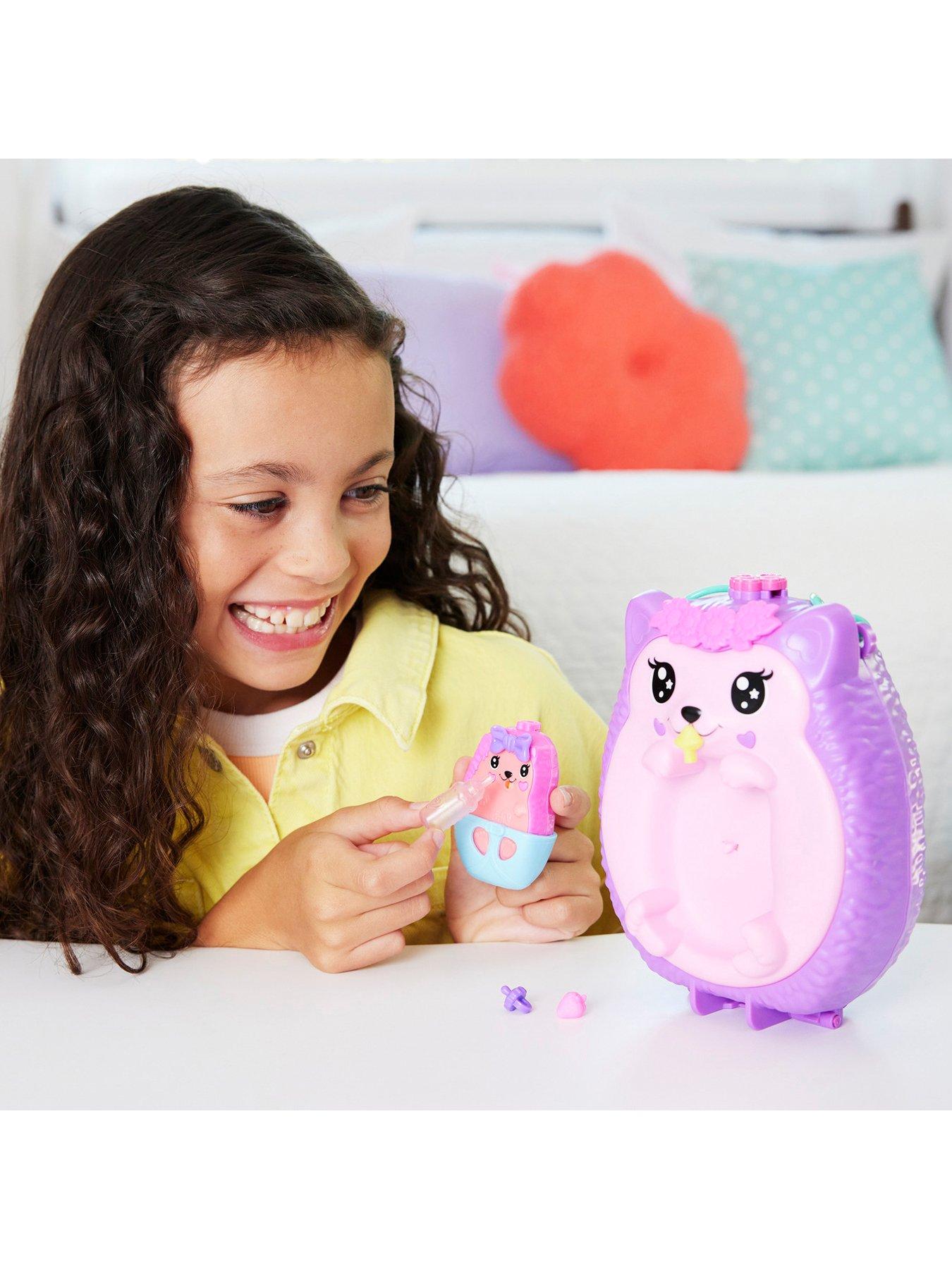 Image 6 of 8 of Polly Pocket Polly Pocket Hedgehog Mom &amp; Baby Purse Playset with 2 Dolls &amp; 16 Accessories Including Pets