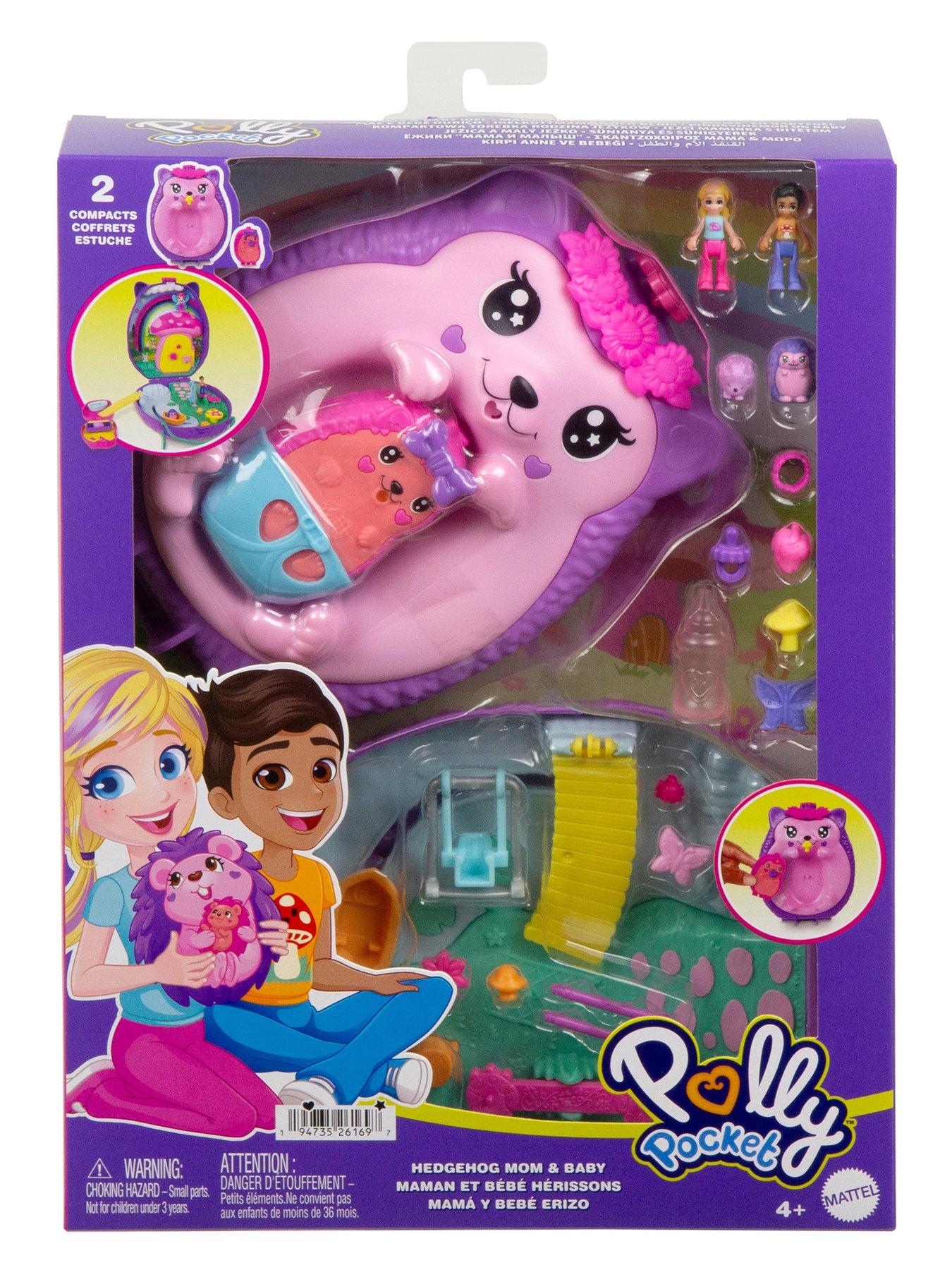 Image 7 of 8 of Polly Pocket Polly Pocket Hedgehog Mom &amp; Baby Purse Playset with 2 Dolls &amp; 16 Accessories Including Pets