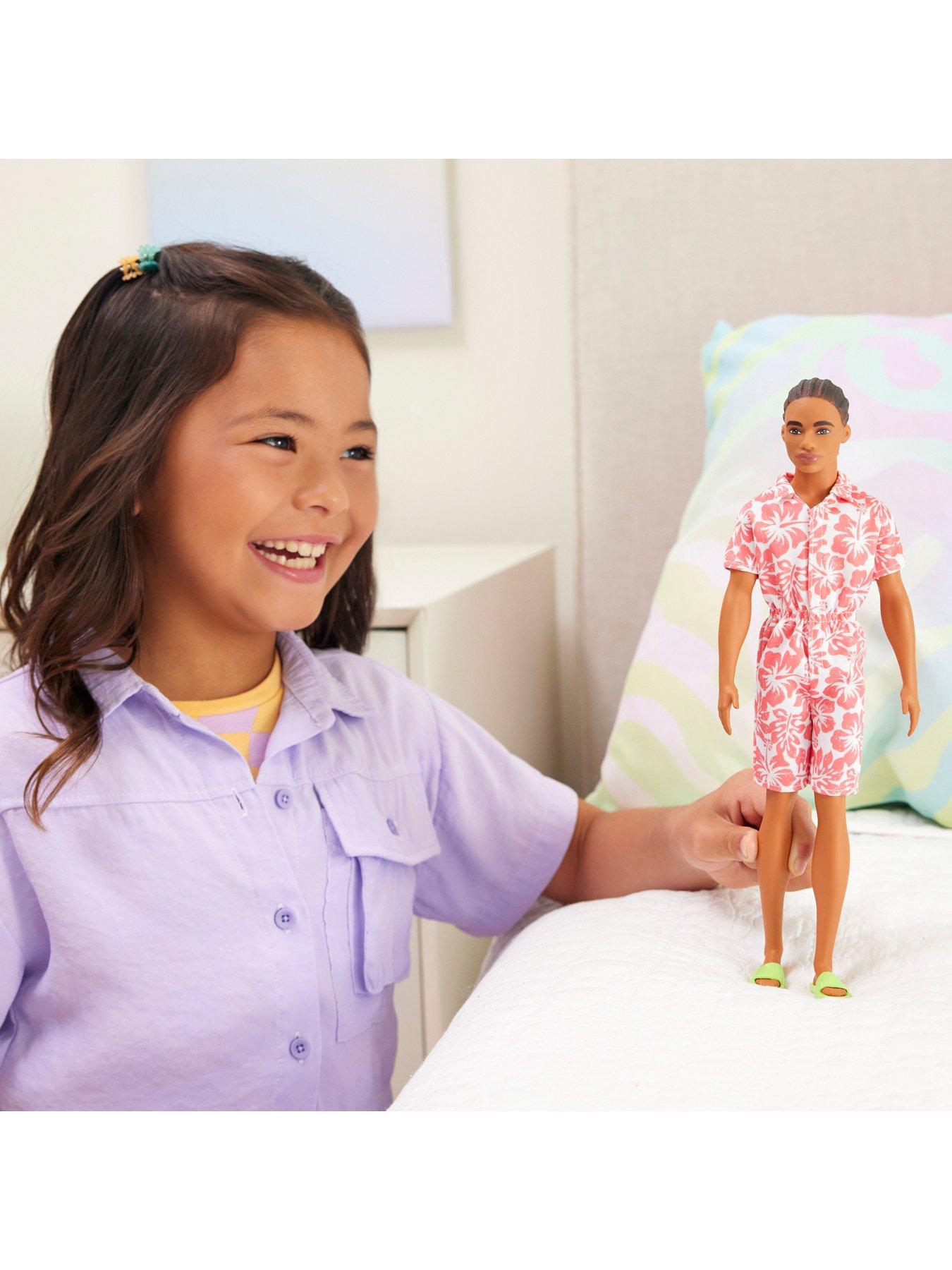 Image 2 of 7 of Barbie Barbie Fashionistas Ken Doll #235 in Hawaiian Print Jumpsuit with Green Sandals, Brown Hair
