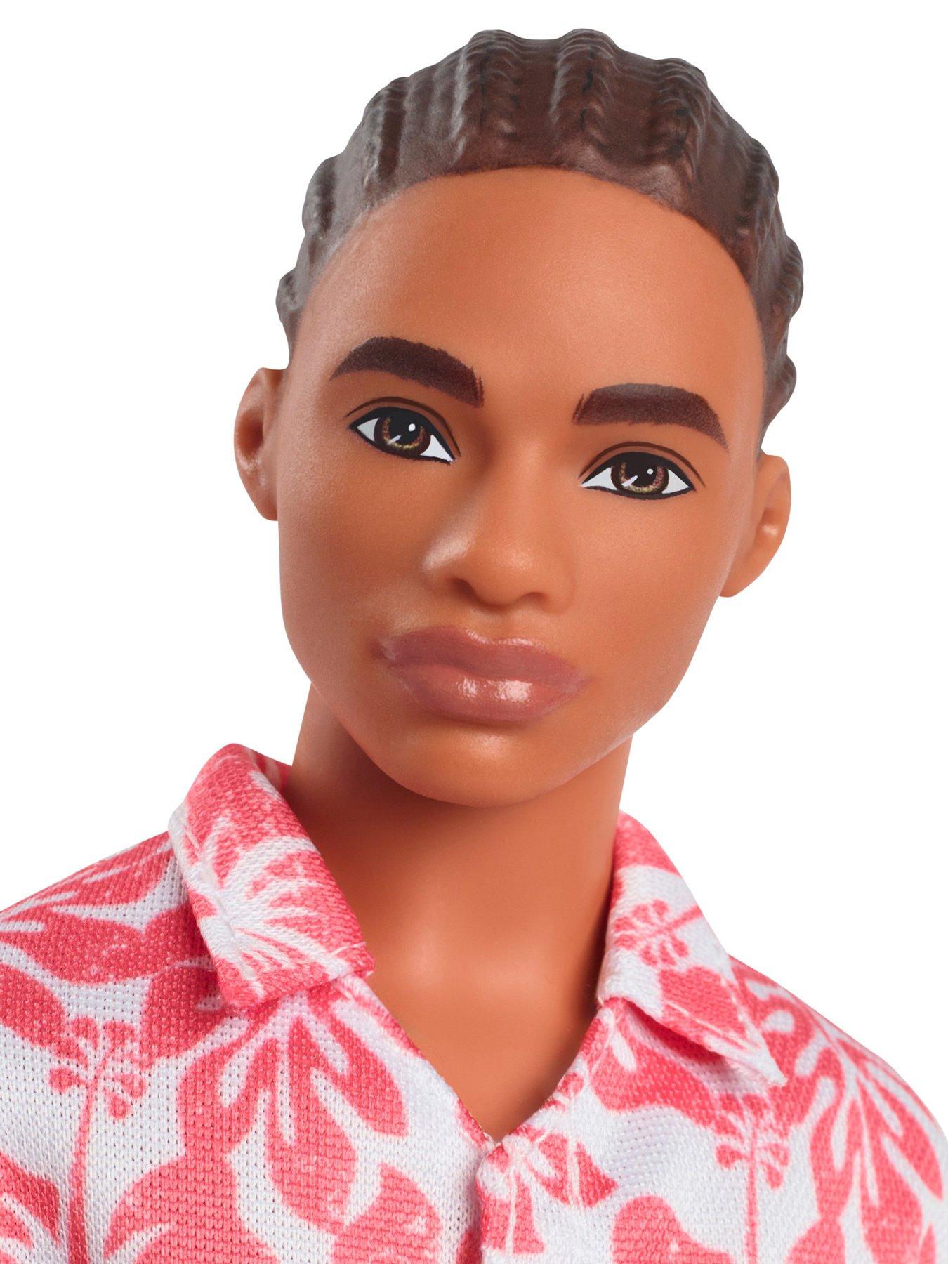 Image 3 of 7 of Barbie Barbie Fashionistas Ken Doll #235 in Hawaiian Print Jumpsuit with Green Sandals, Brown Hair