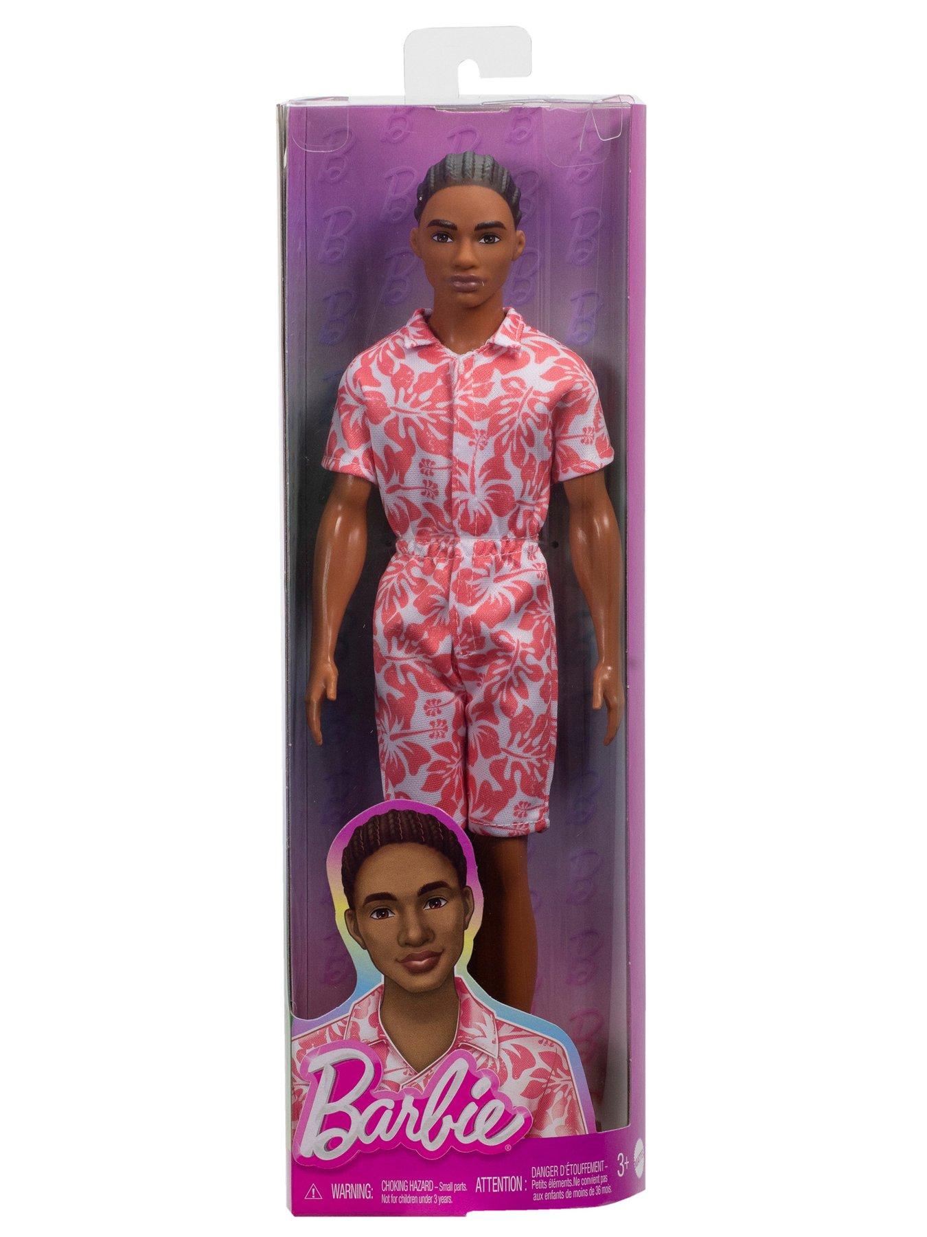 Image 7 of 7 of Barbie Barbie Fashionistas Ken Doll #235 in Hawaiian Print Jumpsuit with Green Sandals, Brown Hair