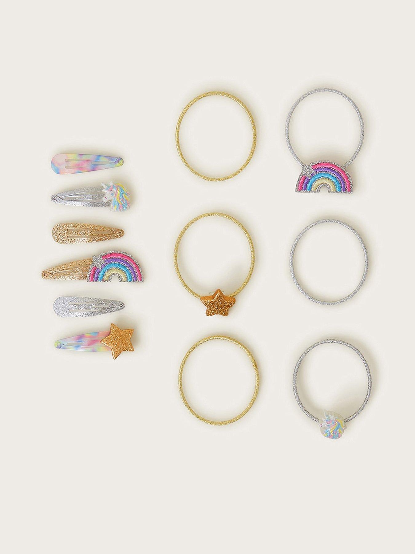 monsoon-girls-rainbow-unicorn-hair-bands-and-clips-set-multi