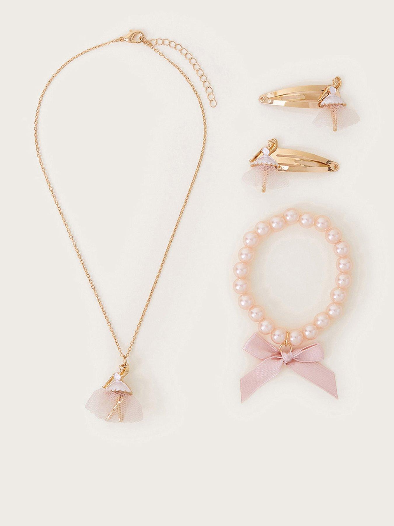 undefined Girls Ballerina Hair Clips And Jewellery Set - Pink