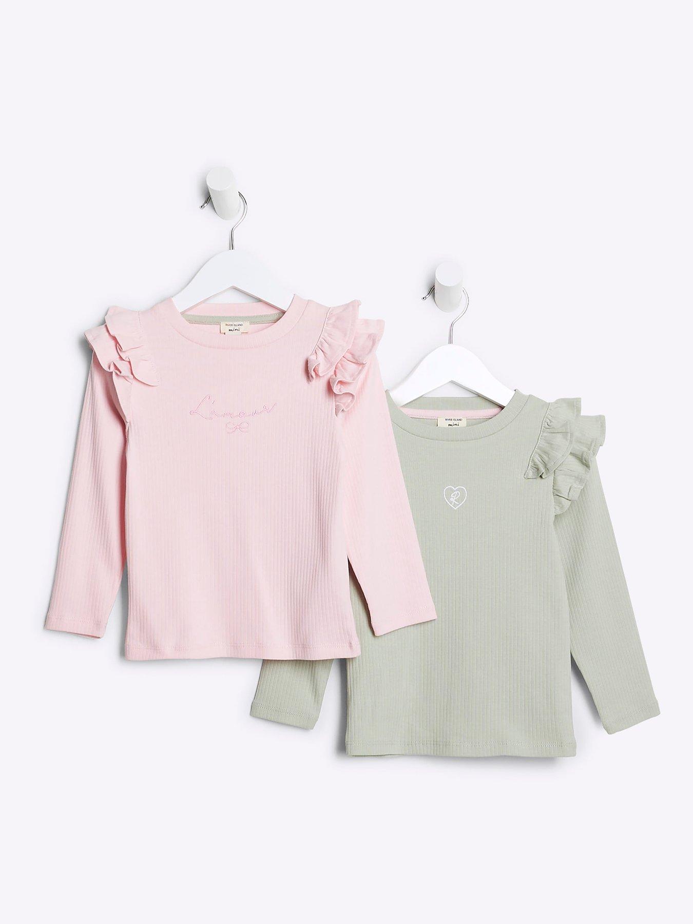 river-island-mini-girls-ribbed-tops-2-pack-pinkgreenfront