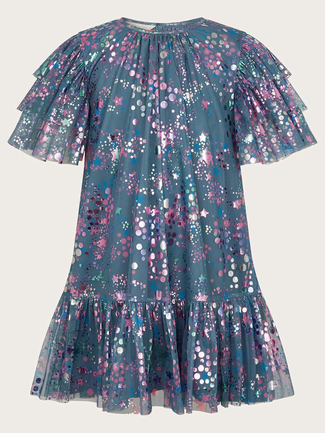 monsoon-girls-frilly-sleeve-metallic-print-mesh-dress-grey