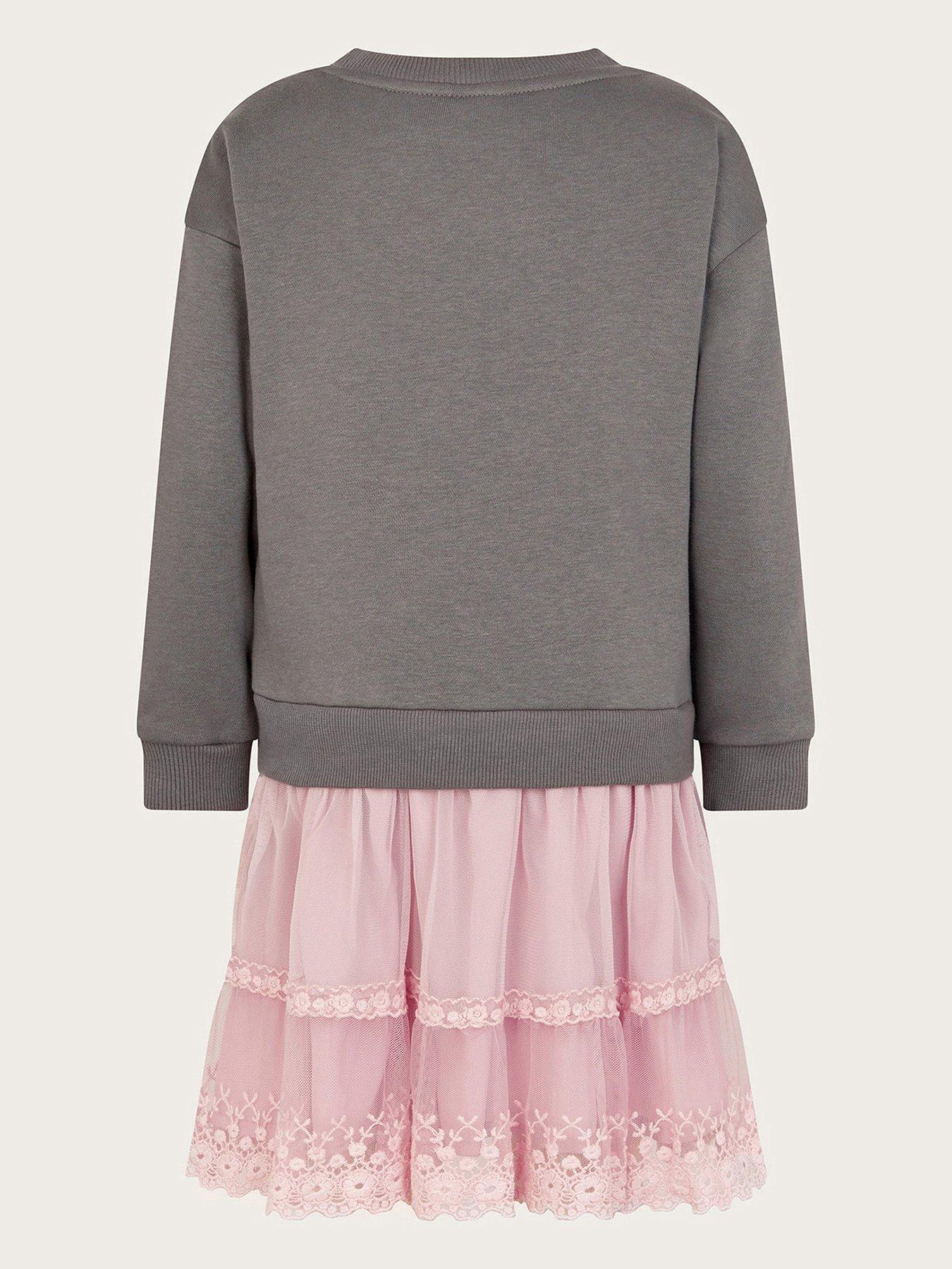 Monsoon Girls 2 In 1 Swan Jumper Dress Grey Very Ireland