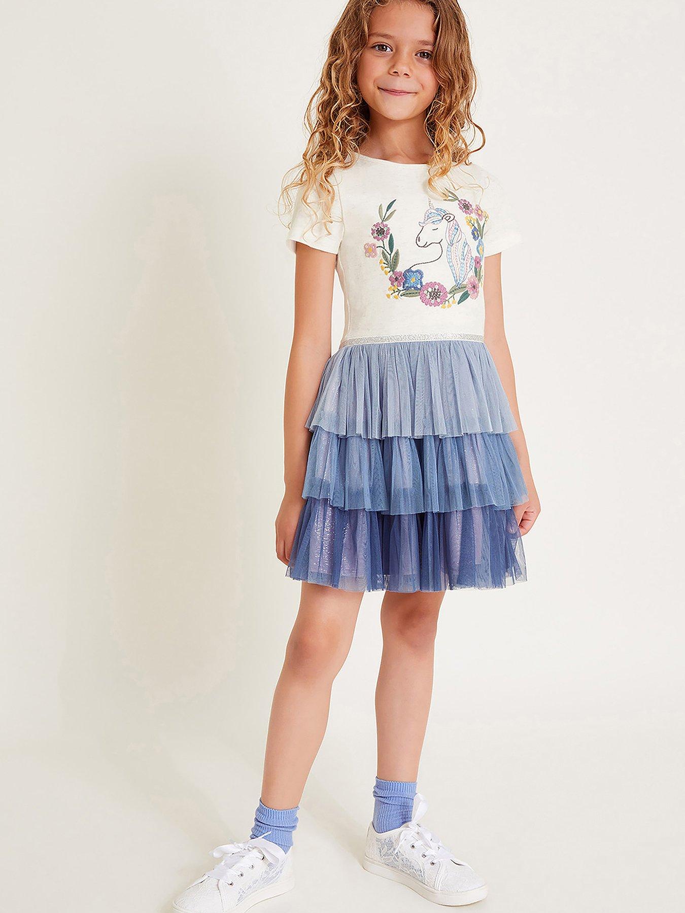 monsoon-girls-short-sleeve-unicorn-disco-dress-blue