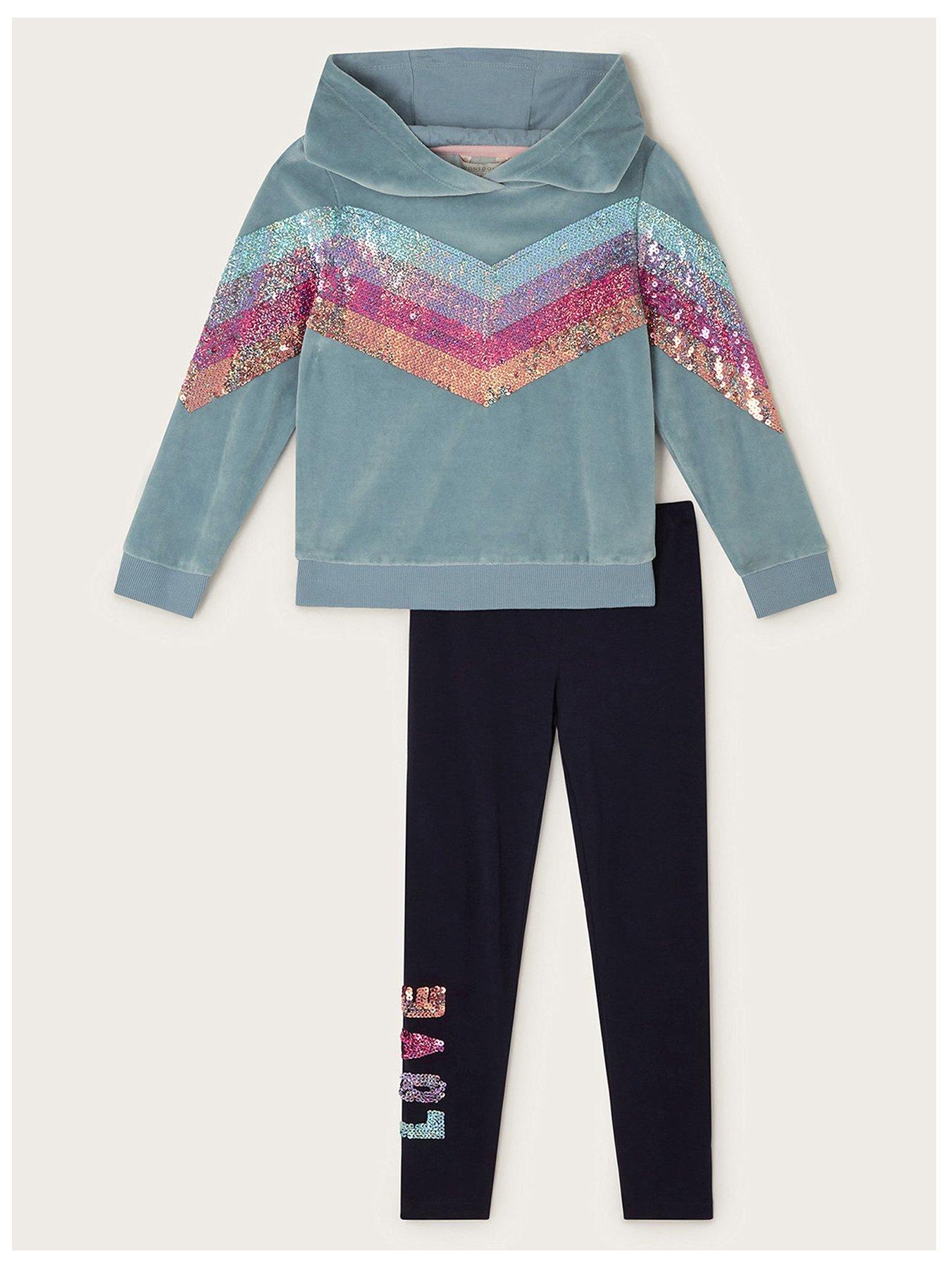 monsoon-girls-sequin-velour-hoodie-and-leggings-set-greenfront