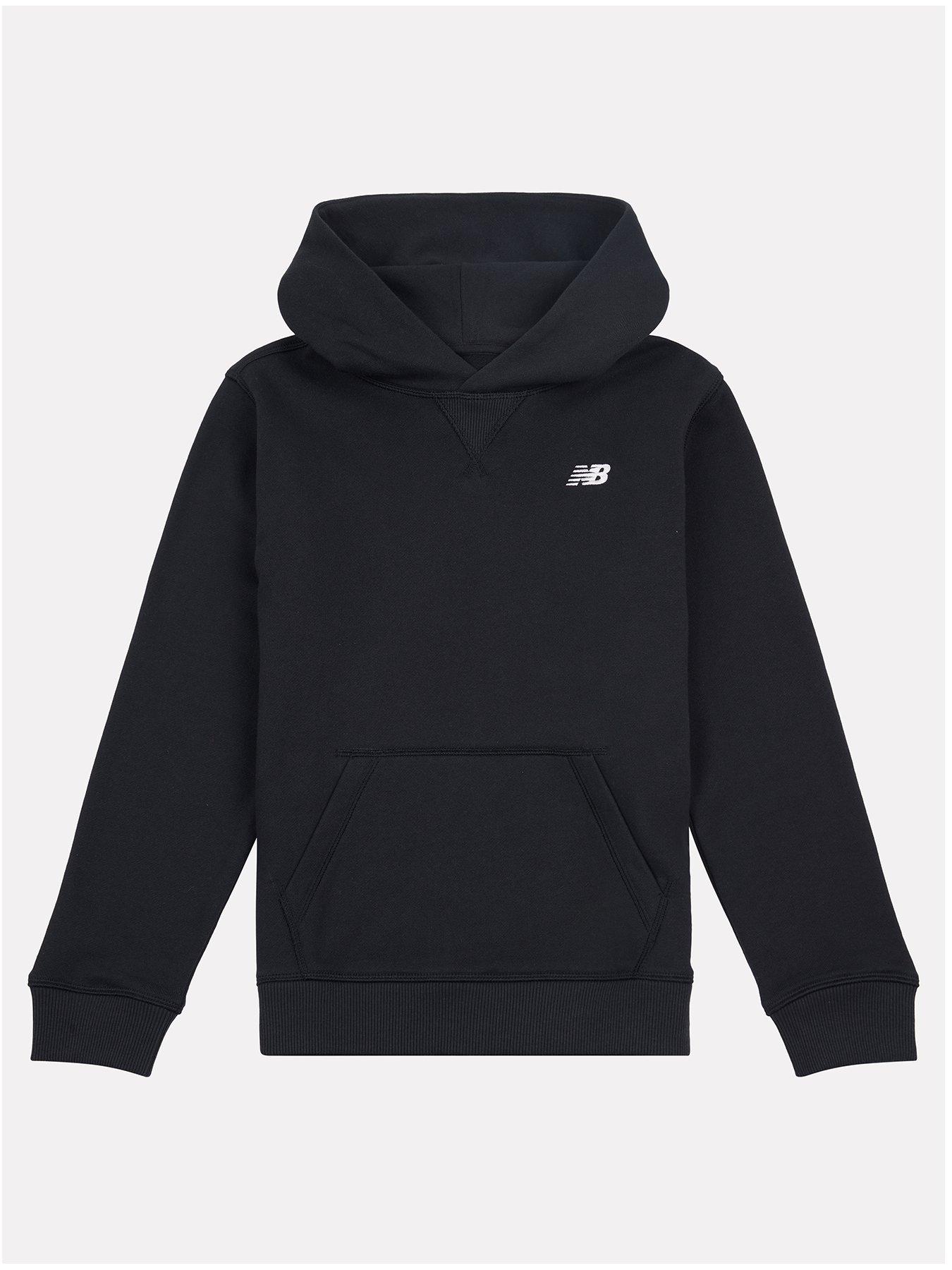 Image of New Balance Junior Boys French Terry Small Logo Hoodie - Black