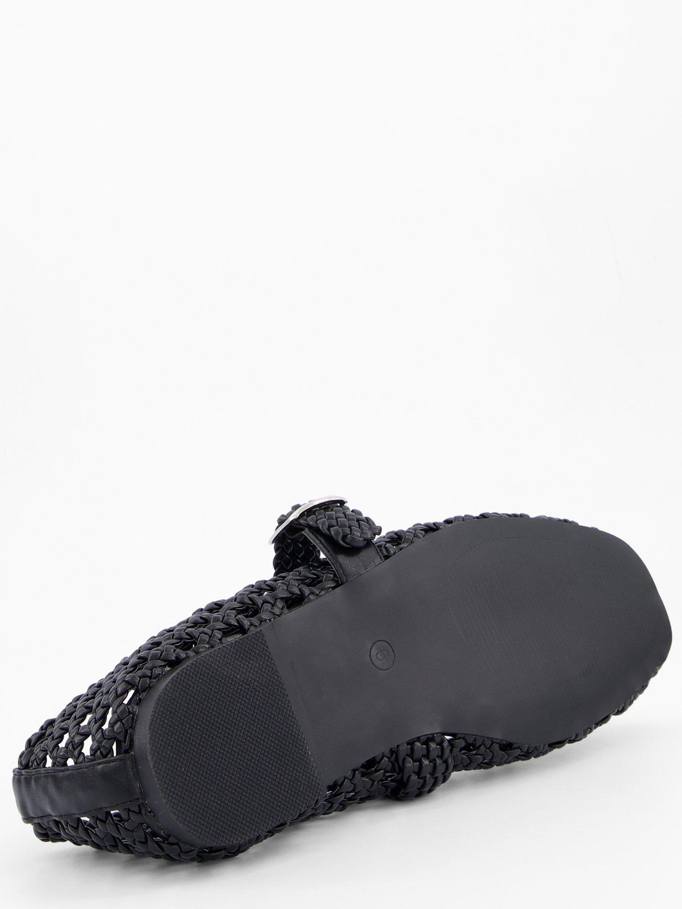 Image 4 of 6 of Public Desire Winoma Woven Flat Shoes - Black