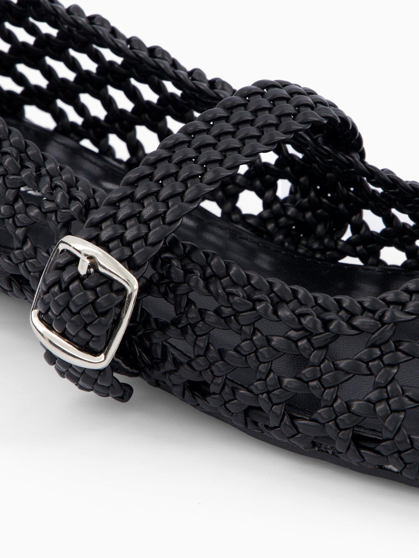 Image 5 of 6 of Public Desire Winoma Woven Flat Shoes - Black