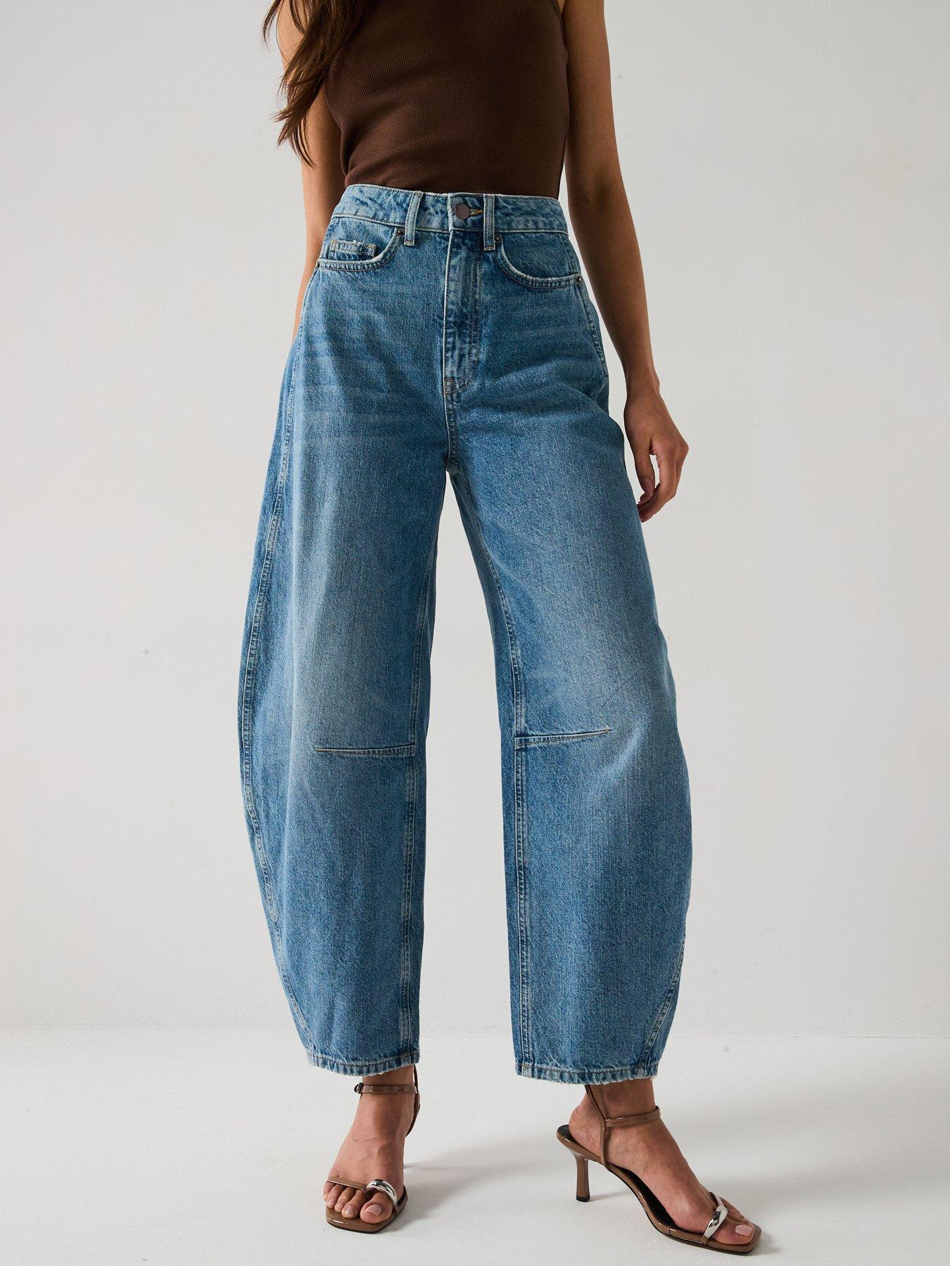 Image of V by Very High Waist Barrel Leg Jeans - Mid Wash