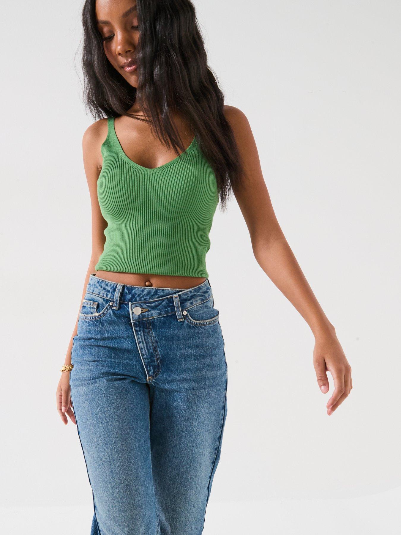 Image 5 of 6 of The Very Collection High Waist Wrap Front Wide Jeans - Mid Wash