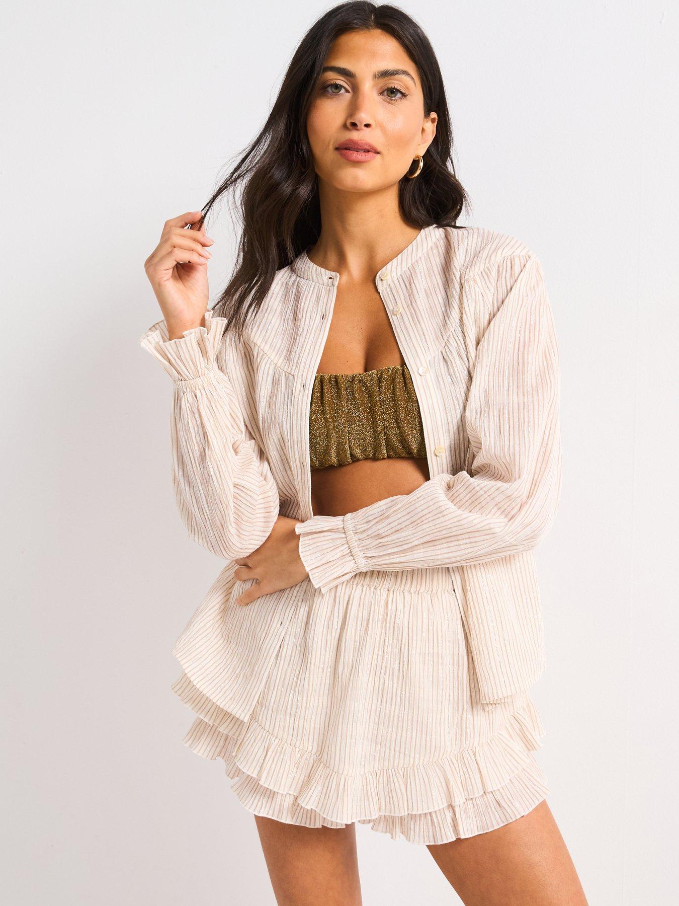 Image of V by Very Metallic Button Through Co Ord Top