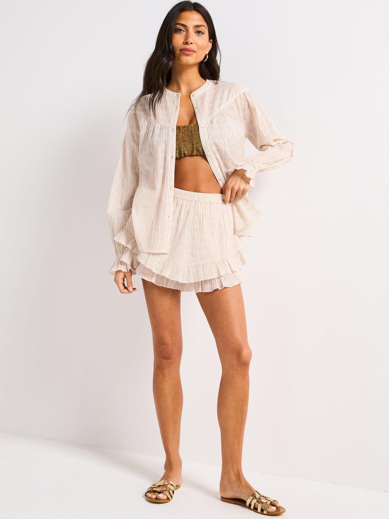 v-by-very-metallic-button-through-co-ord-top-beigedetail