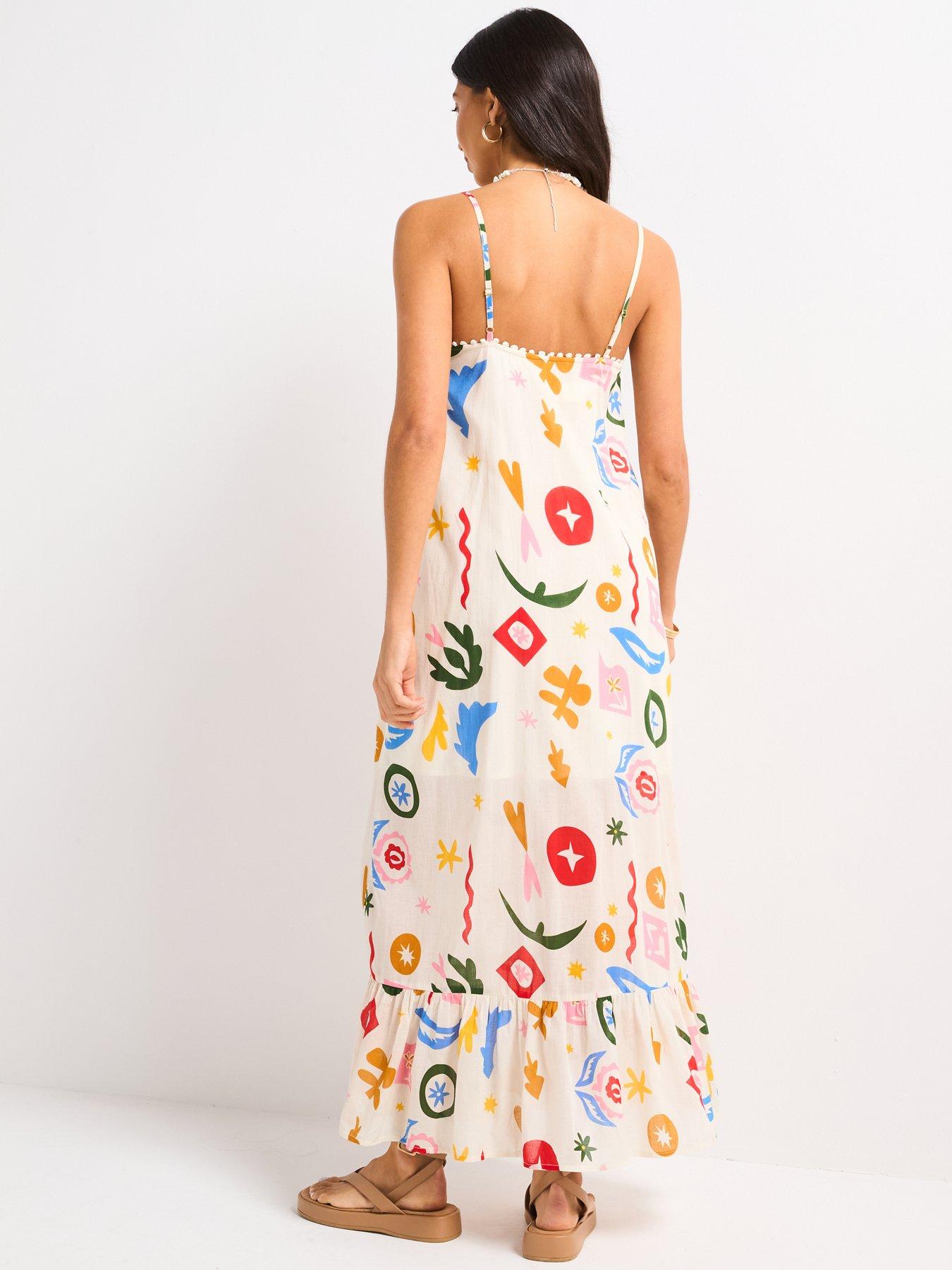 Image 2 of 4 of V by Very Strappy Printed Beach Midaxi Dress - Print