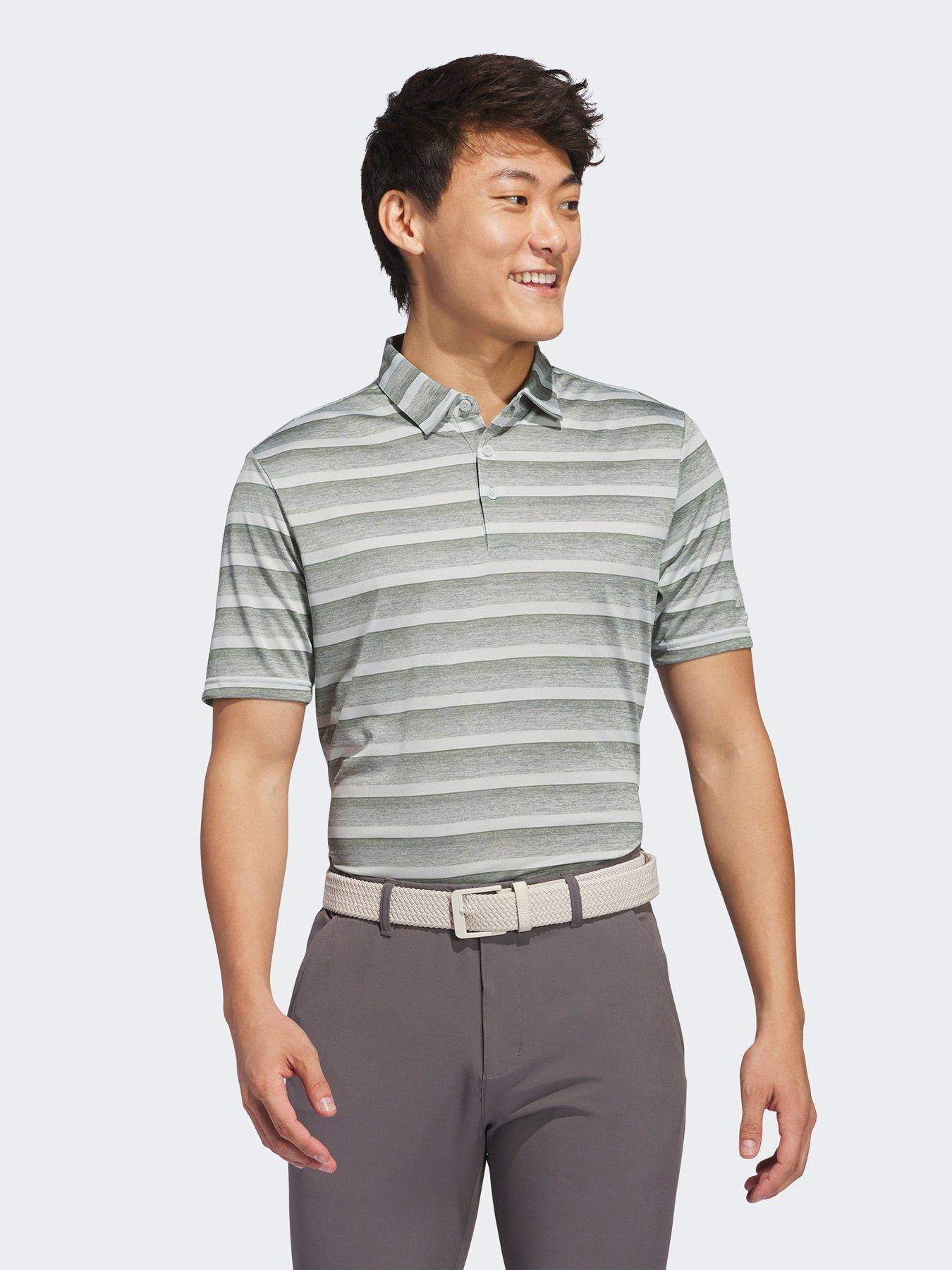 Image of adidas Men's Golf Two Colour Stripe Polo - Green