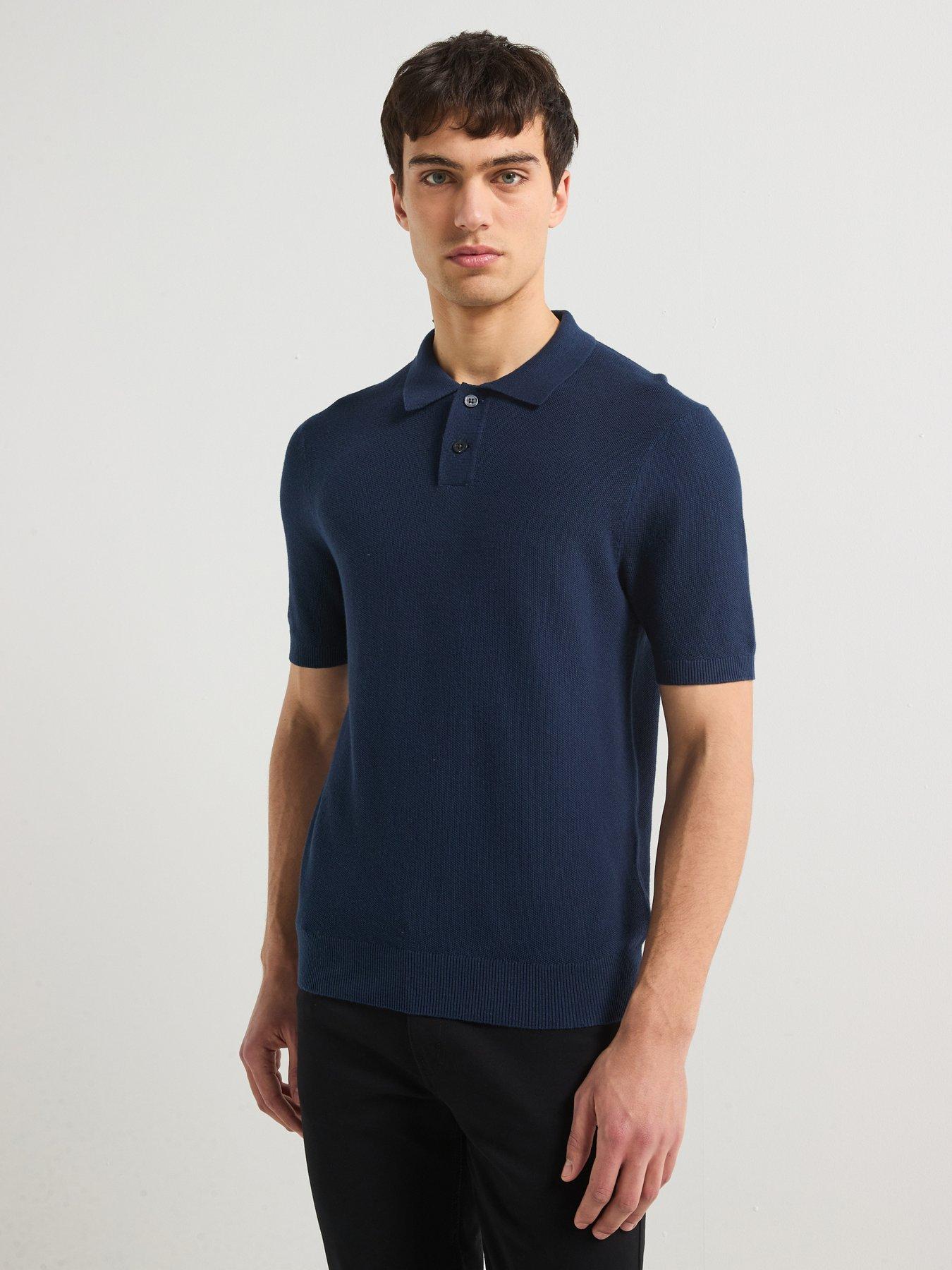 Levi's Levis Cotton Linen Knitted Polo Shirt- Navy