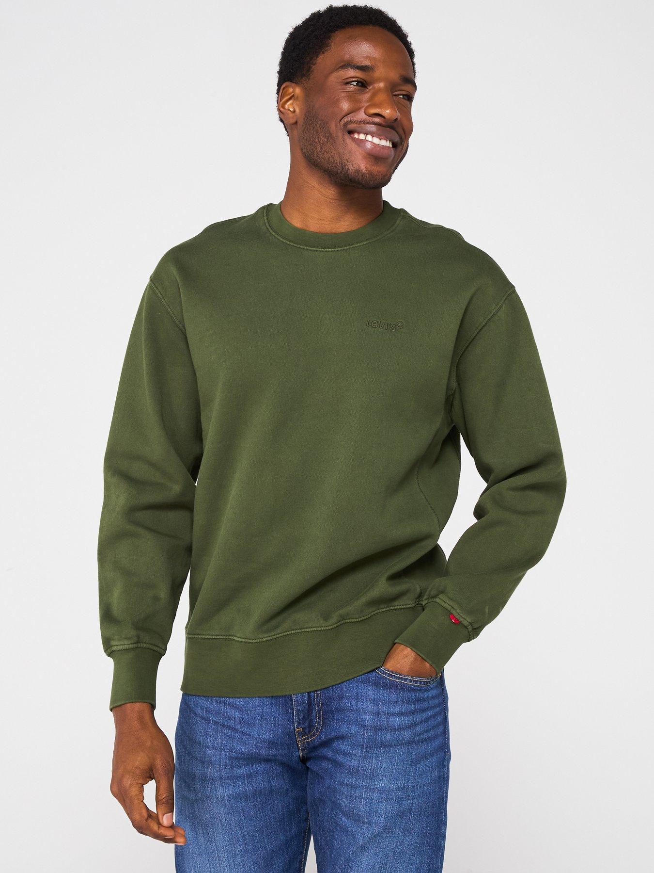 Image 1 of 6 of Levi's Authentic Tonal Logo Crew Neck Sweat Top- Dark Green