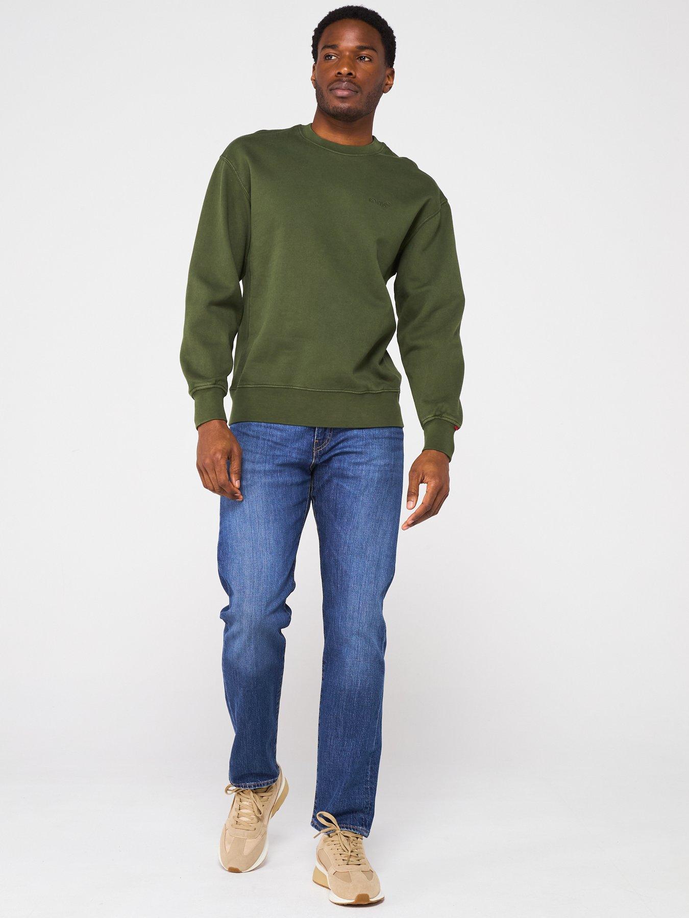 Image 3 of 6 of Levi's Authentic Tonal Logo Crew Neck Sweat Top- Dark Green