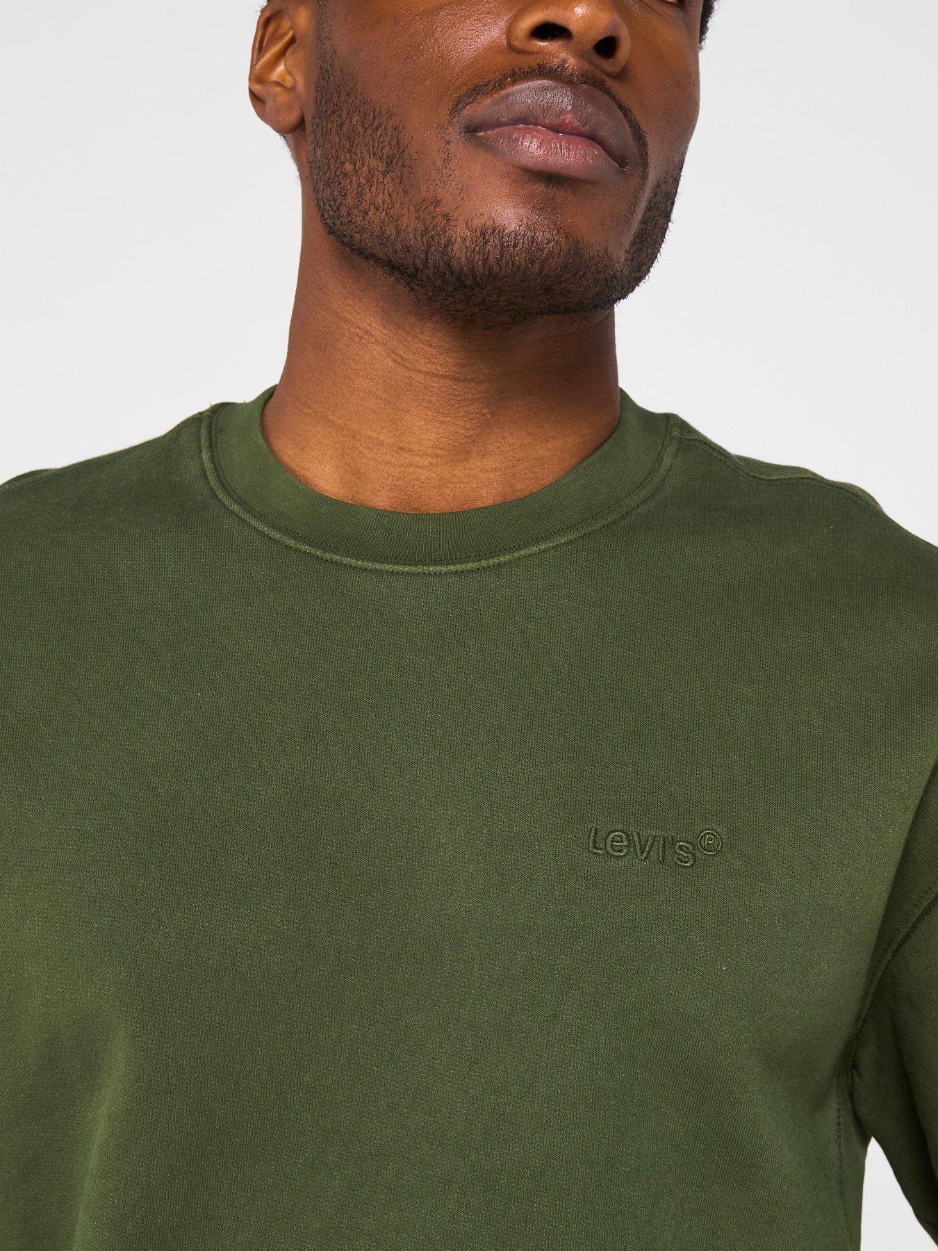 Image 4 of 6 of Levi's Authentic Tonal Logo Crew Neck Sweat Top- Dark Green