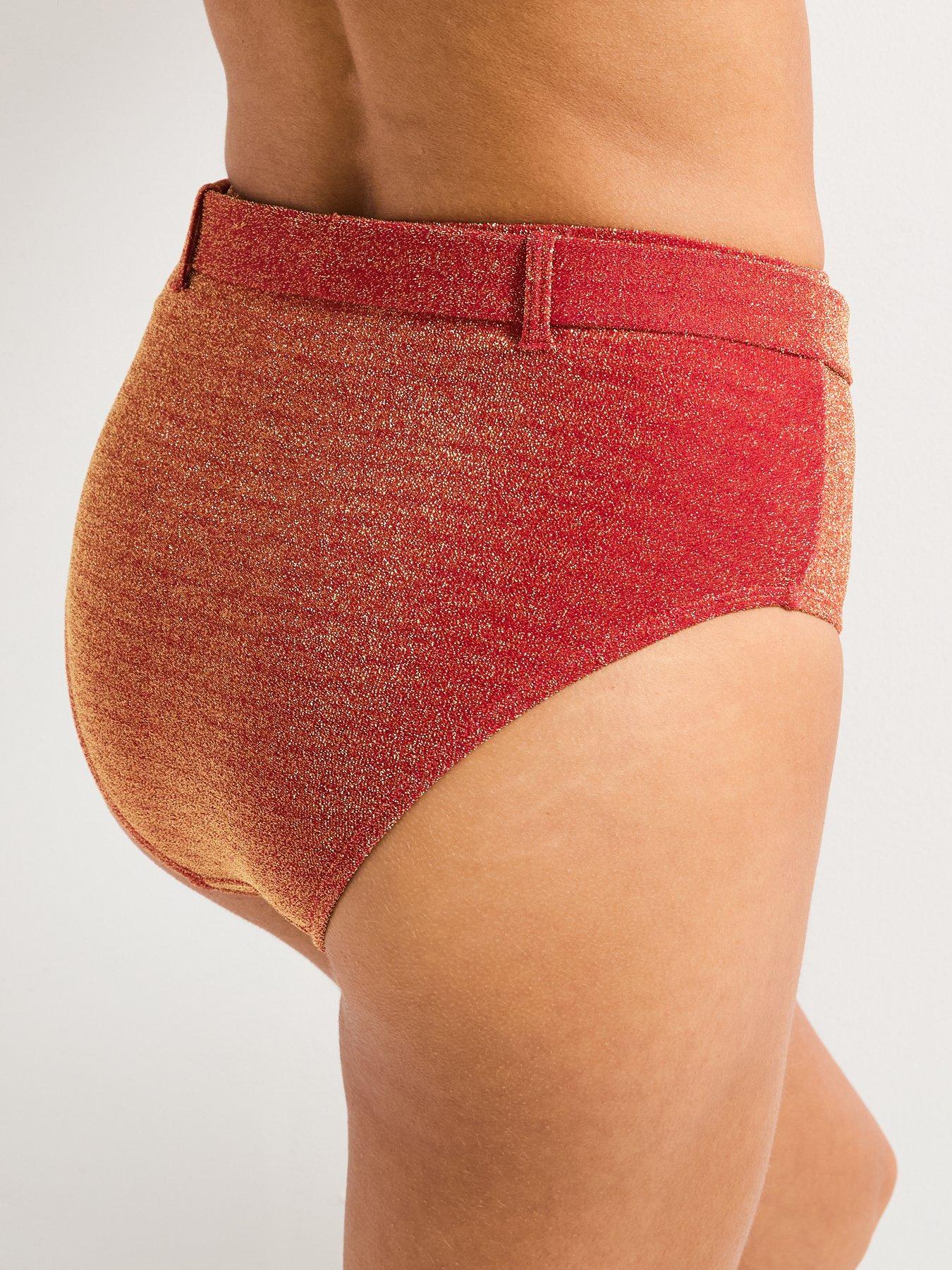Image 2 of 5 of V by Very Shape Enhancing Ombre Metallic High Waisted Belted Brief - Red