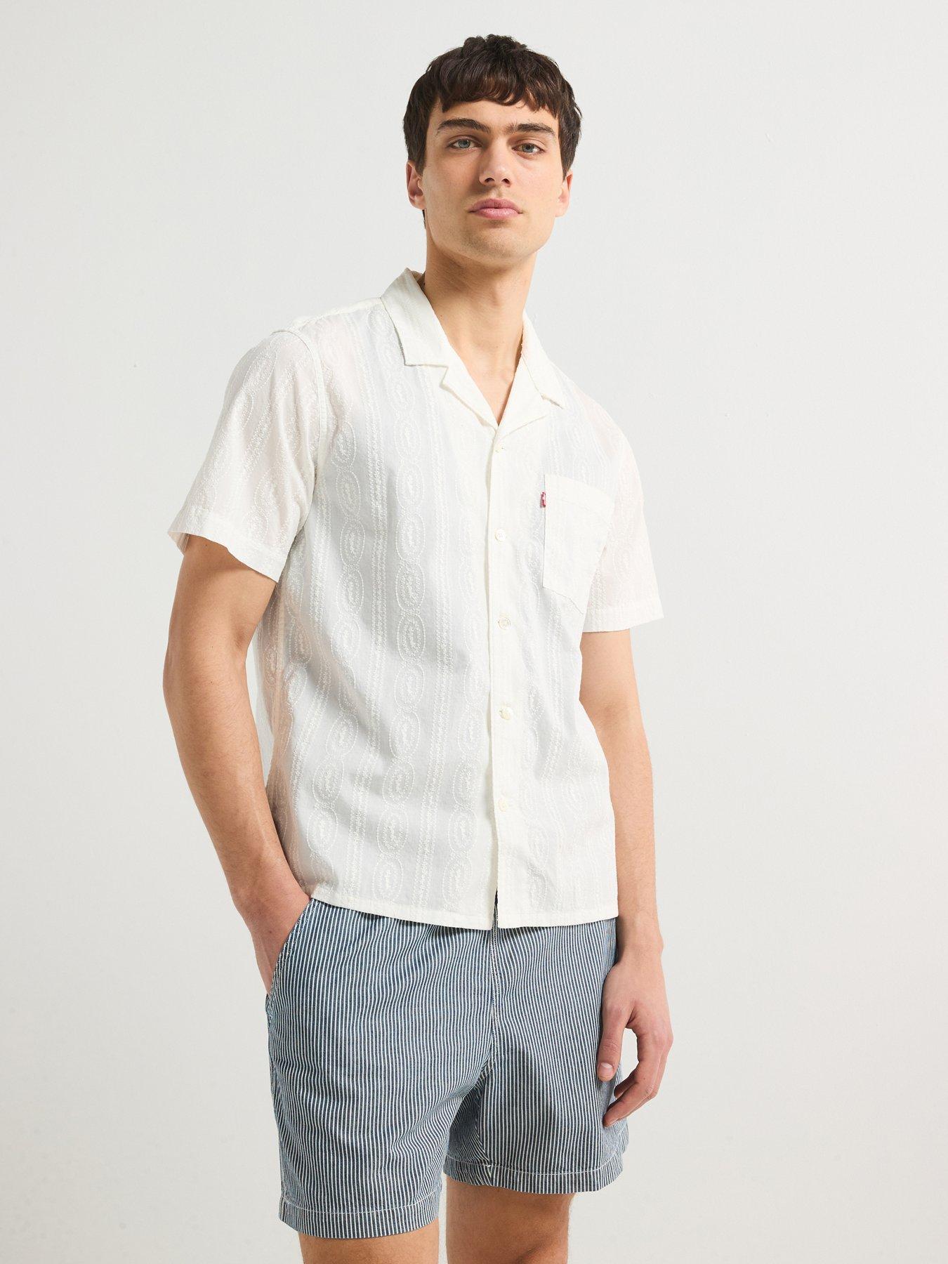 Image 1 of 6 of Levi's The Sunset Camp Short Sleeve Shirt- White