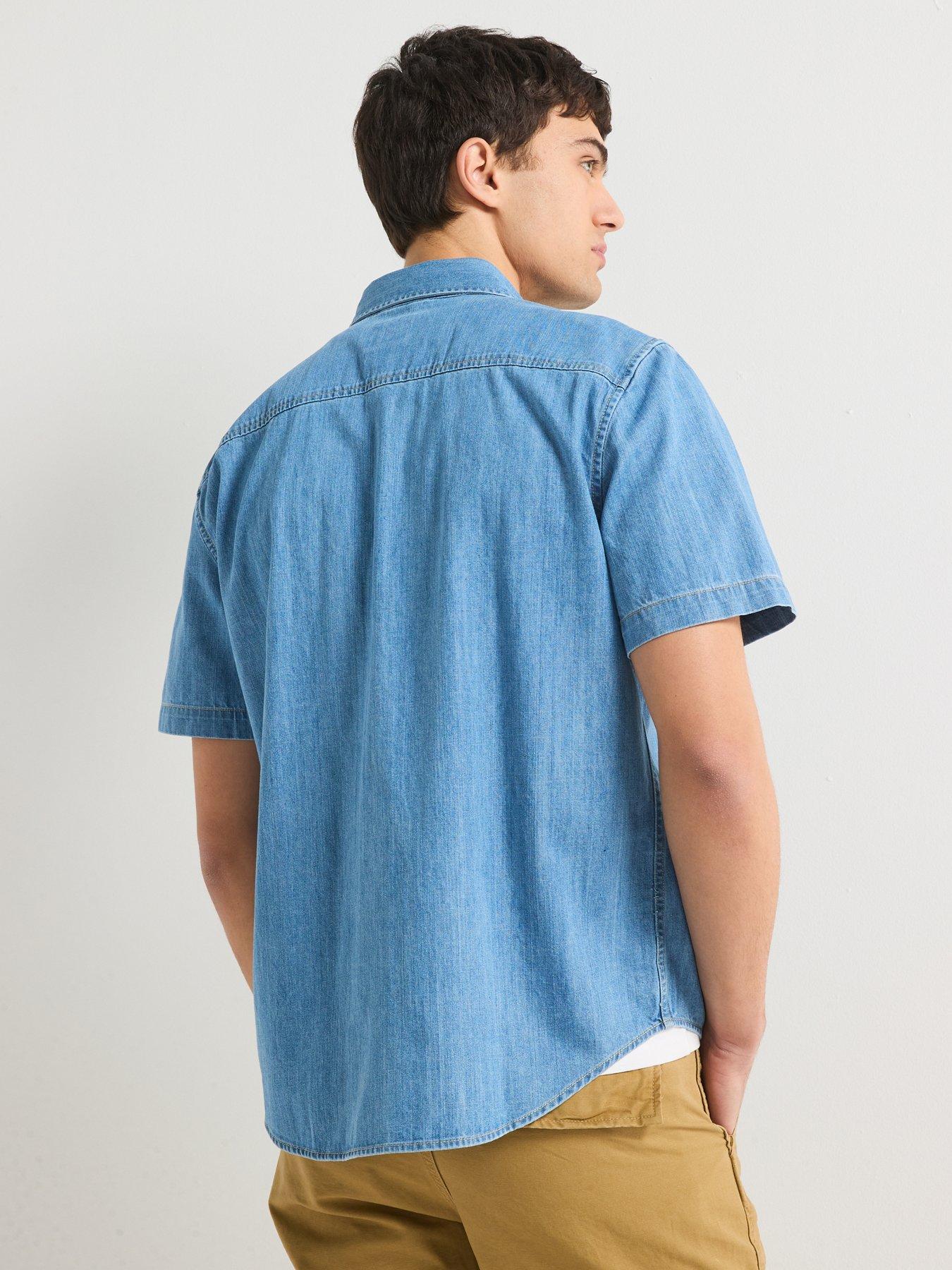 levis-authentic-button-down-denim-short-sleeve-shirt--bluestillFront