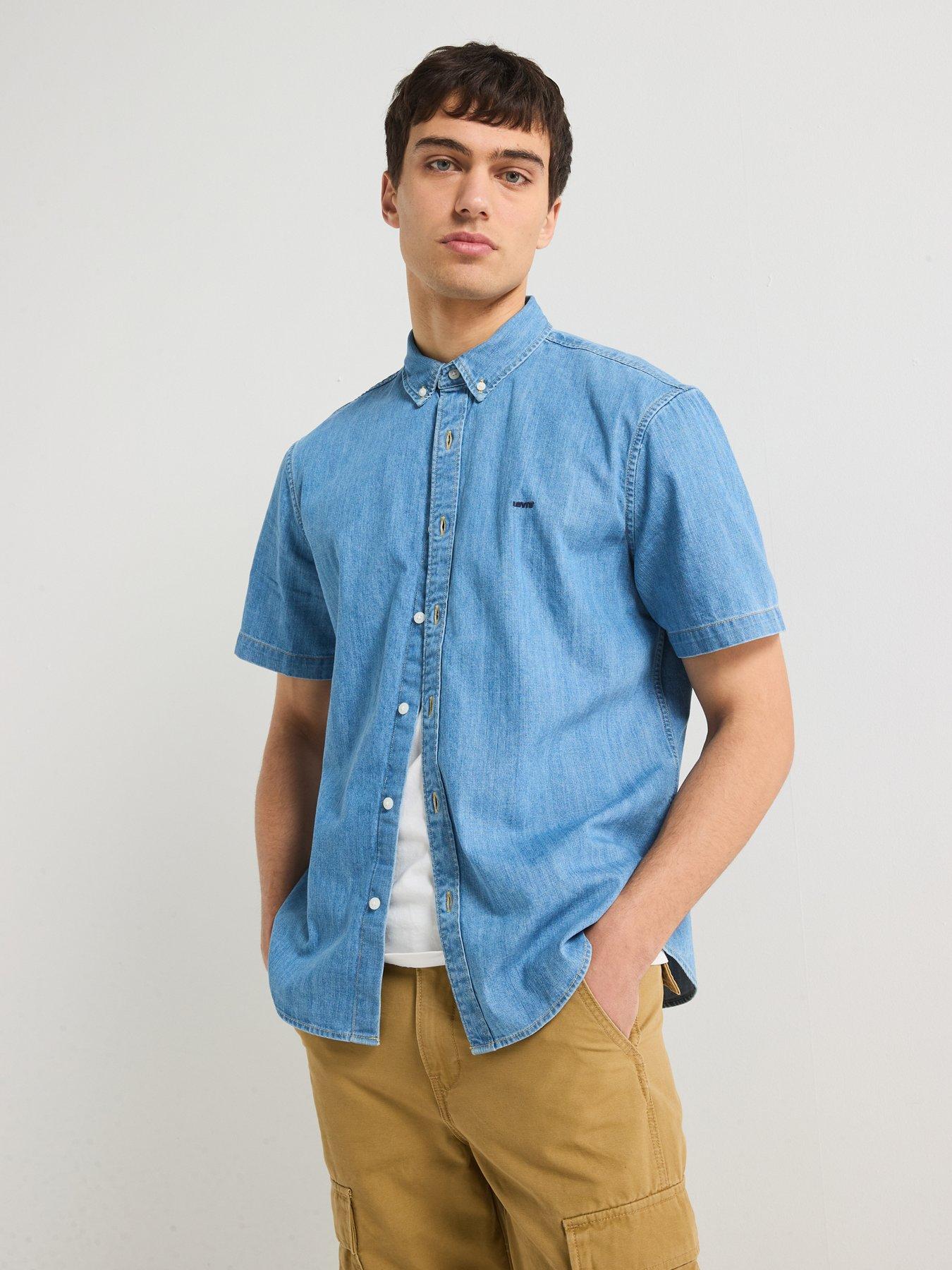levis-authentic-button-down-denim-short-sleeve-shirt--blueoutfit