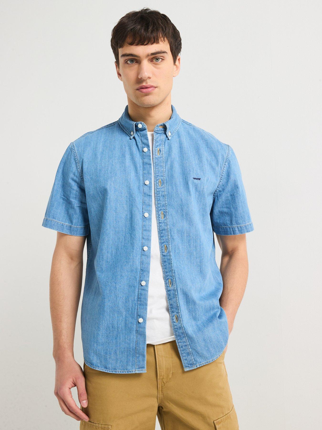 Image 6 of 6 of Levi's Authentic Button Down Denim Short Sleeve Shirt- Blue