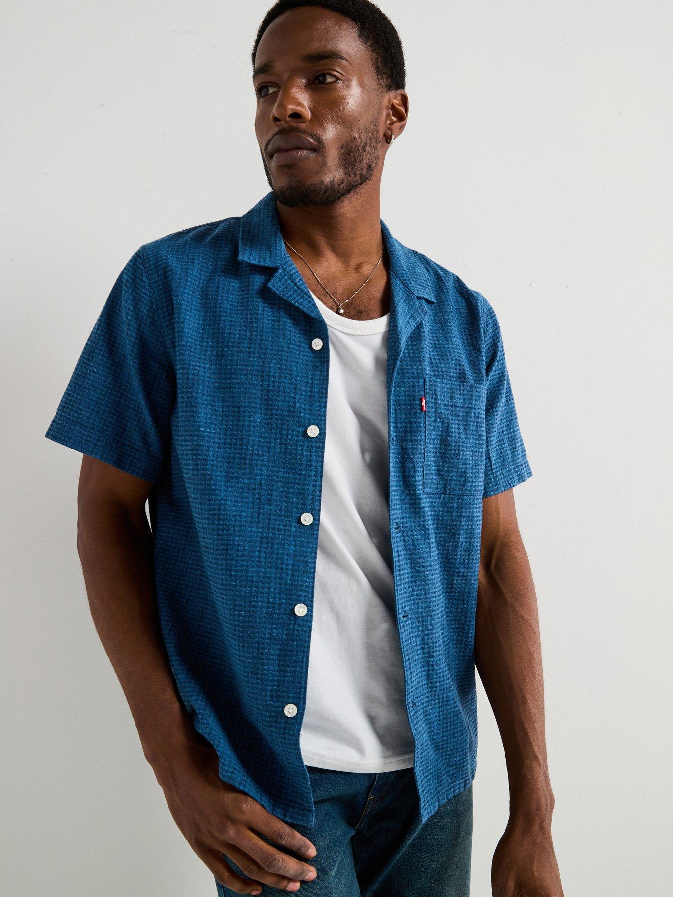 Image of Levi's Levi's Sunset Seersucker Short Sleeve Shirt- Blue