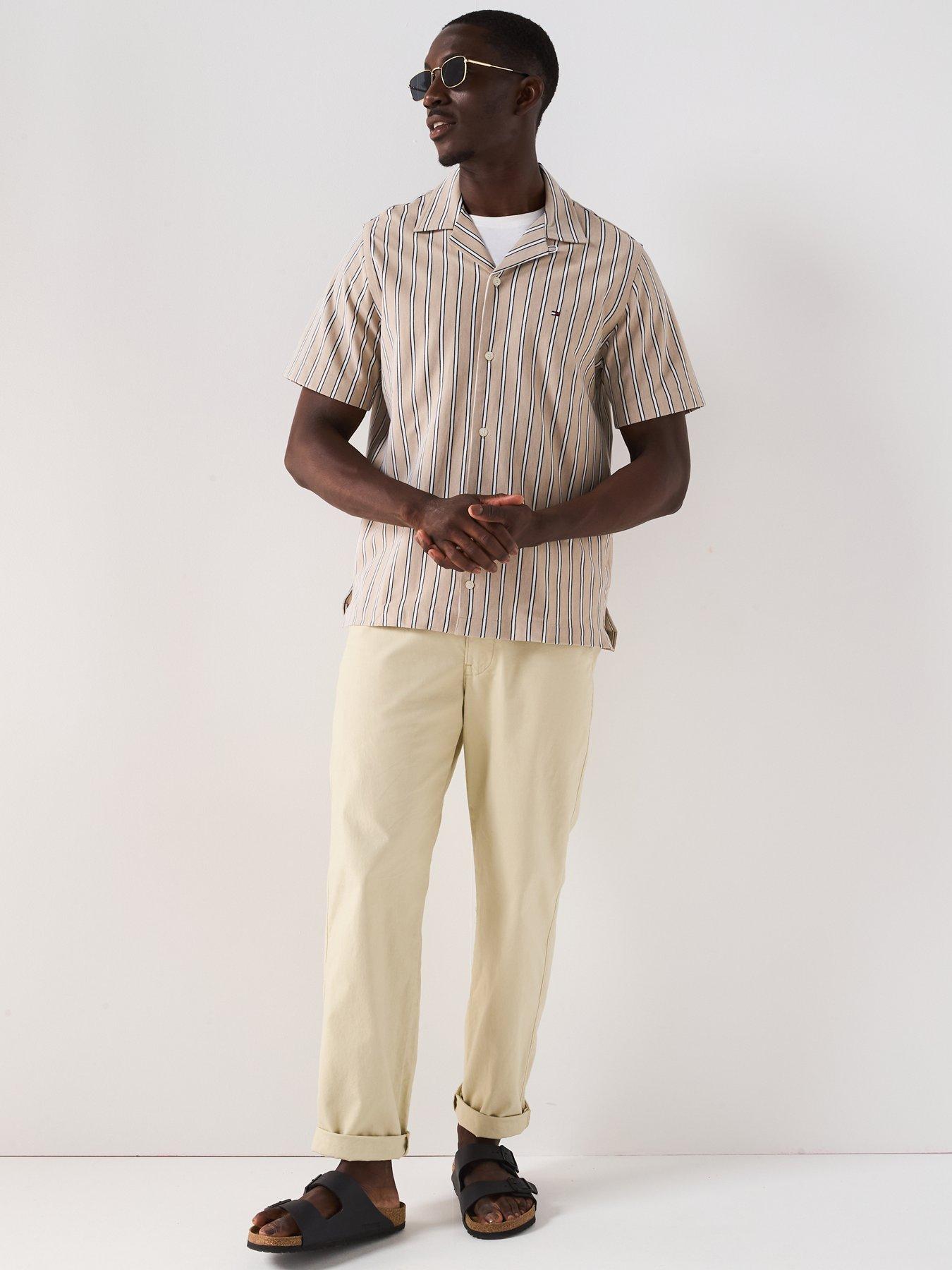 Image 3 of 5 of Tommy Hilfiger Regular Fit Knitted Stripe Short Sleeve Shirt - Natural