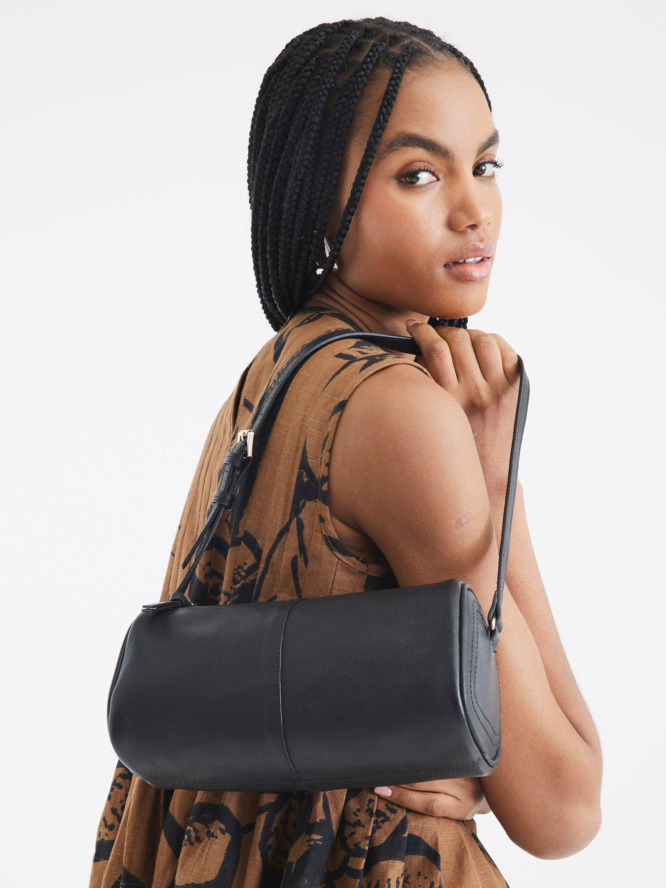 Image 2 of 5 of River Island Leather Cylinder Shoulder Bag - Black