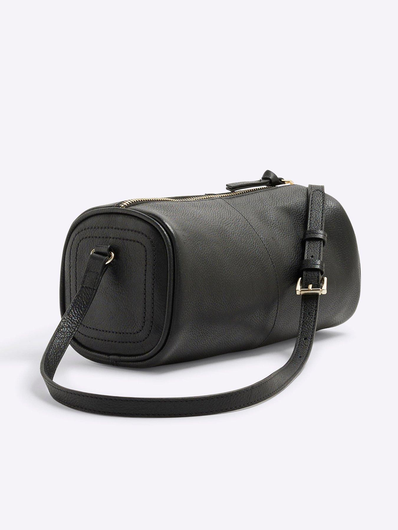 Image 3 of 5 of River Island Leather Cylinder Shoulder Bag - Black