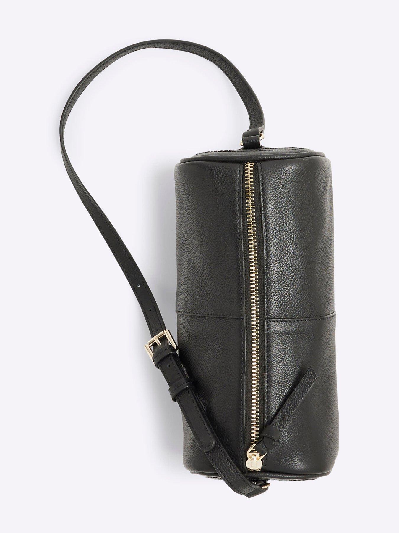 Image 4 of 5 of River Island Leather Cylinder Shoulder Bag - Black