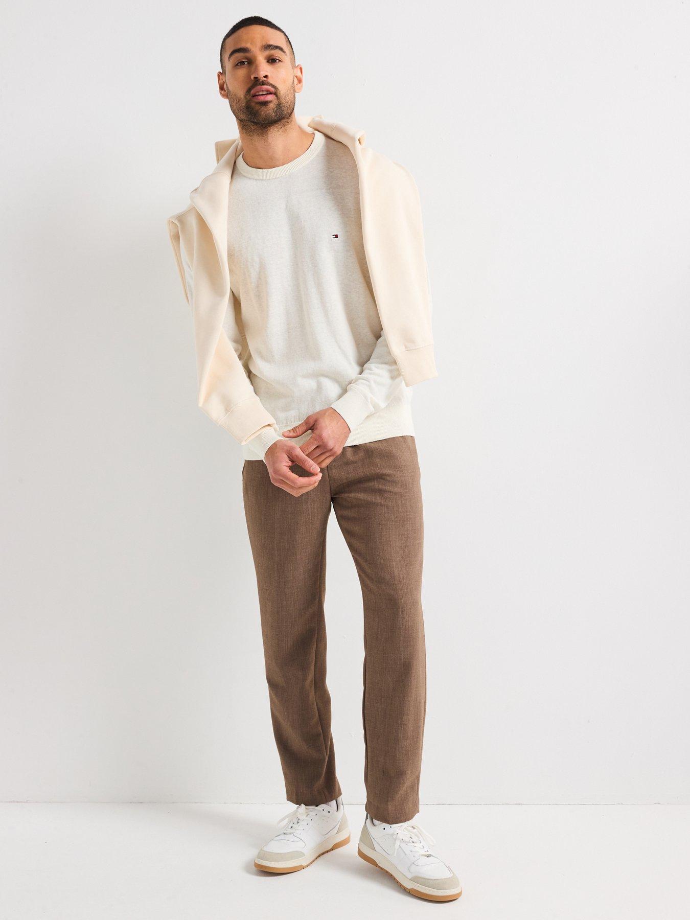 Image 3 of 6 of Tommy Hilfiger Cotton Linen Crew Neck Knitted Jumper - Light Cream