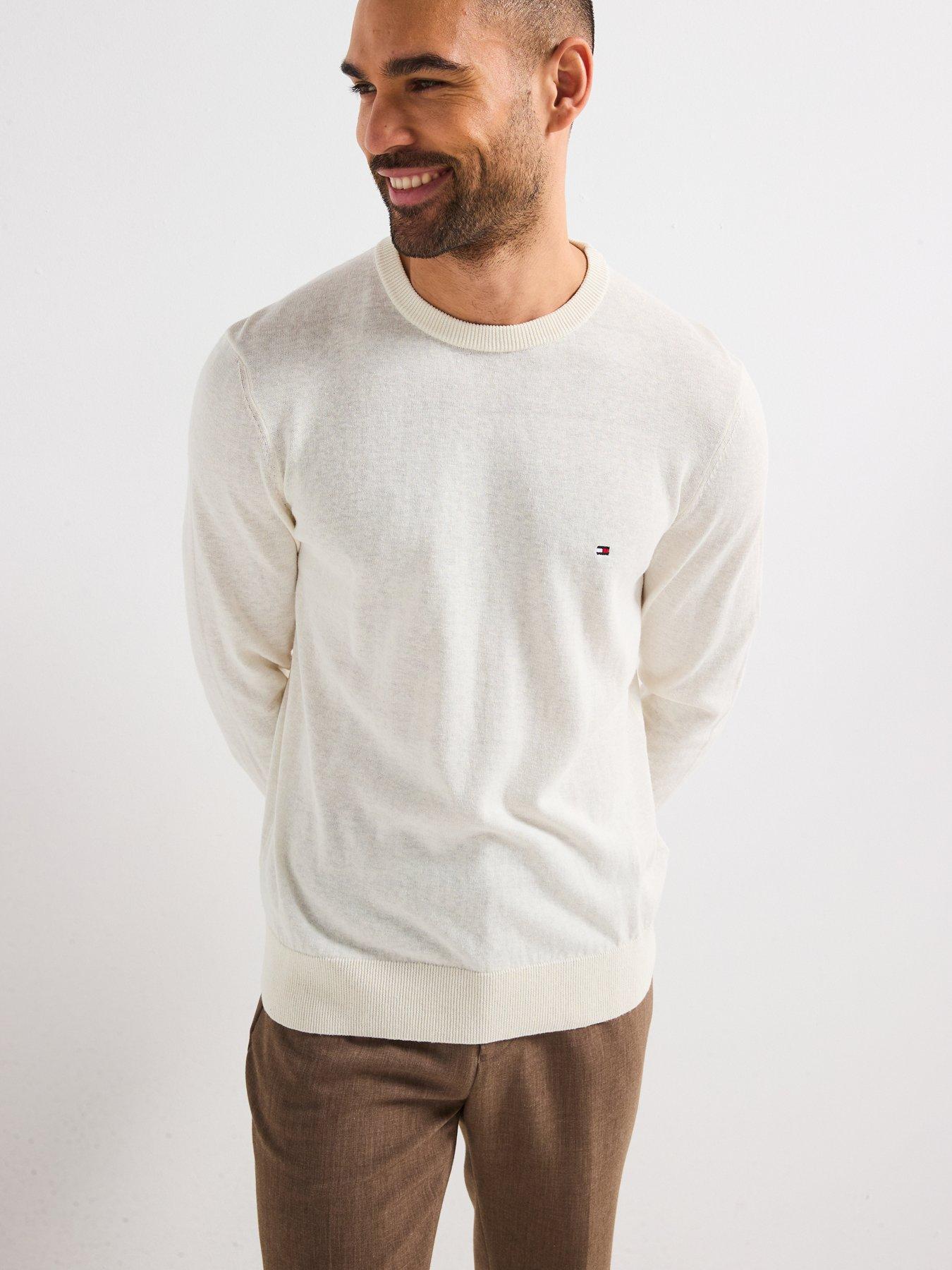 Image 5 of 6 of Tommy Hilfiger Cotton Linen Crew Neck Knitted Jumper - Light Cream