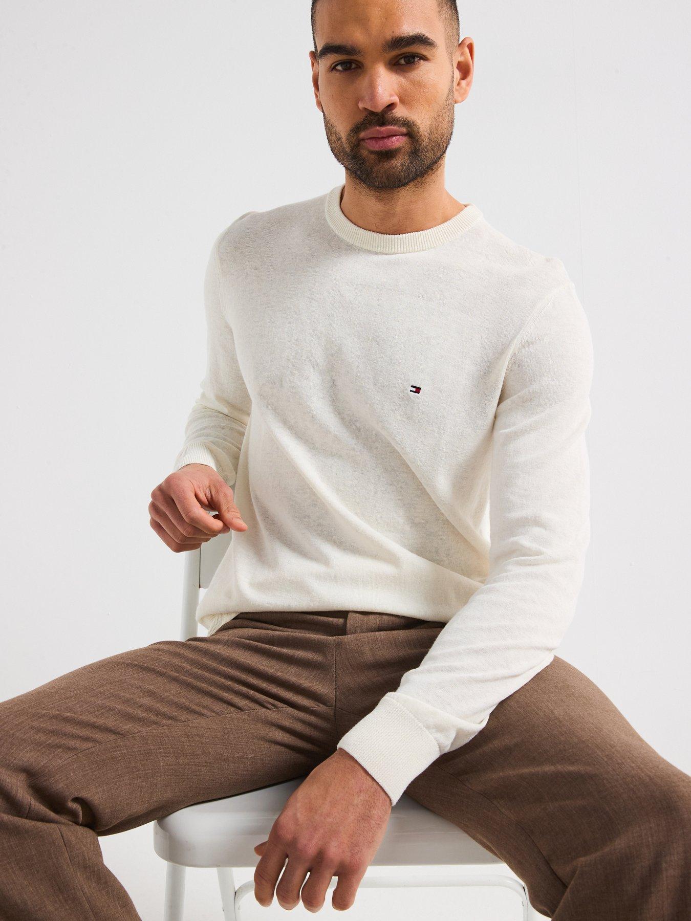 Image 6 of 6 of Tommy Hilfiger Cotton Linen Crew Neck Knitted Jumper - Light Cream