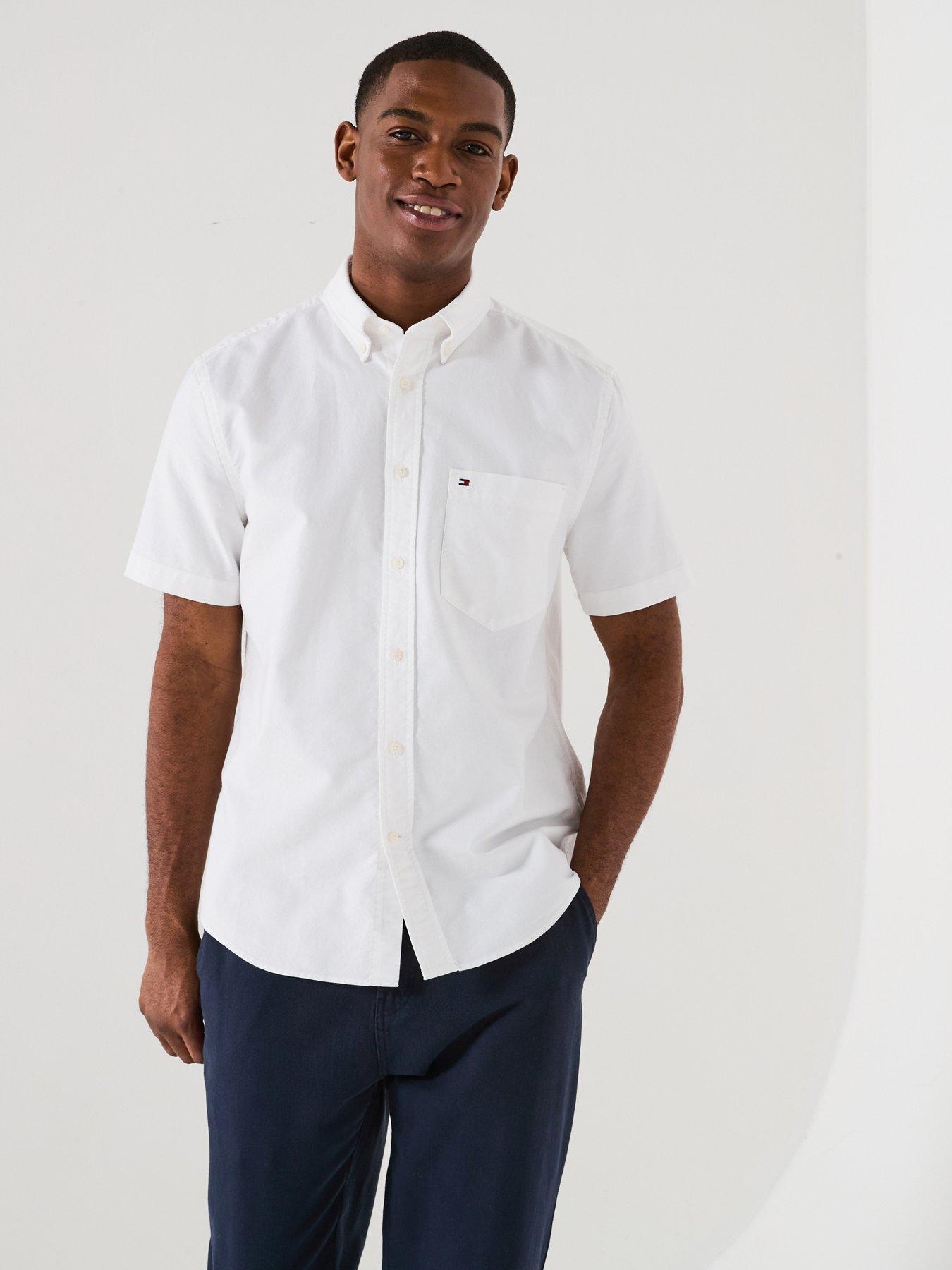 Image 1 of 5 of Tommy Hilfiger Regular Fit Heritage Oxford Short Sleeve Shirt - White