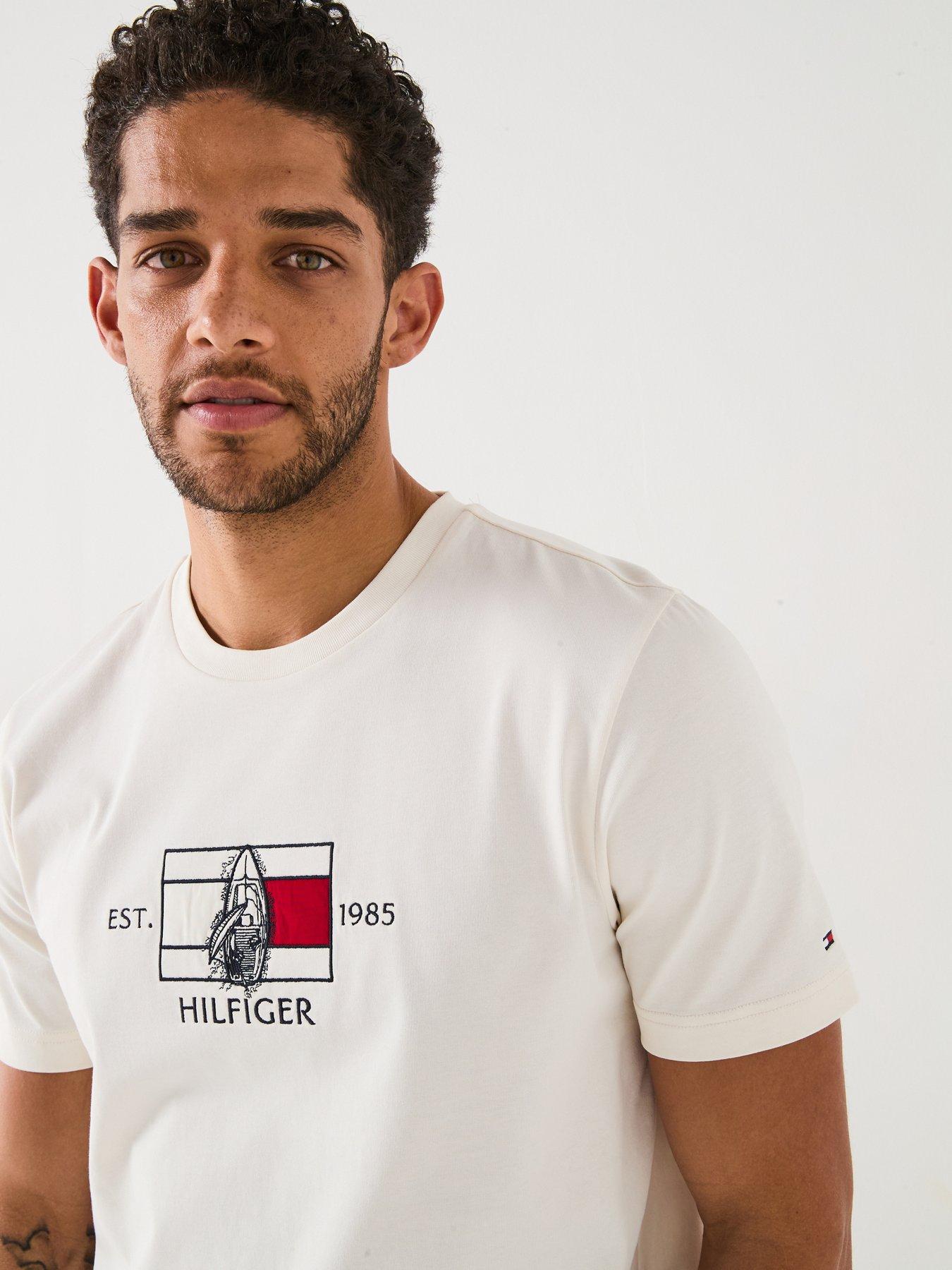 Image 4 of 5 of Tommy Hilfiger Embroidered Flag Sailing T-Shirt - Light Cream
