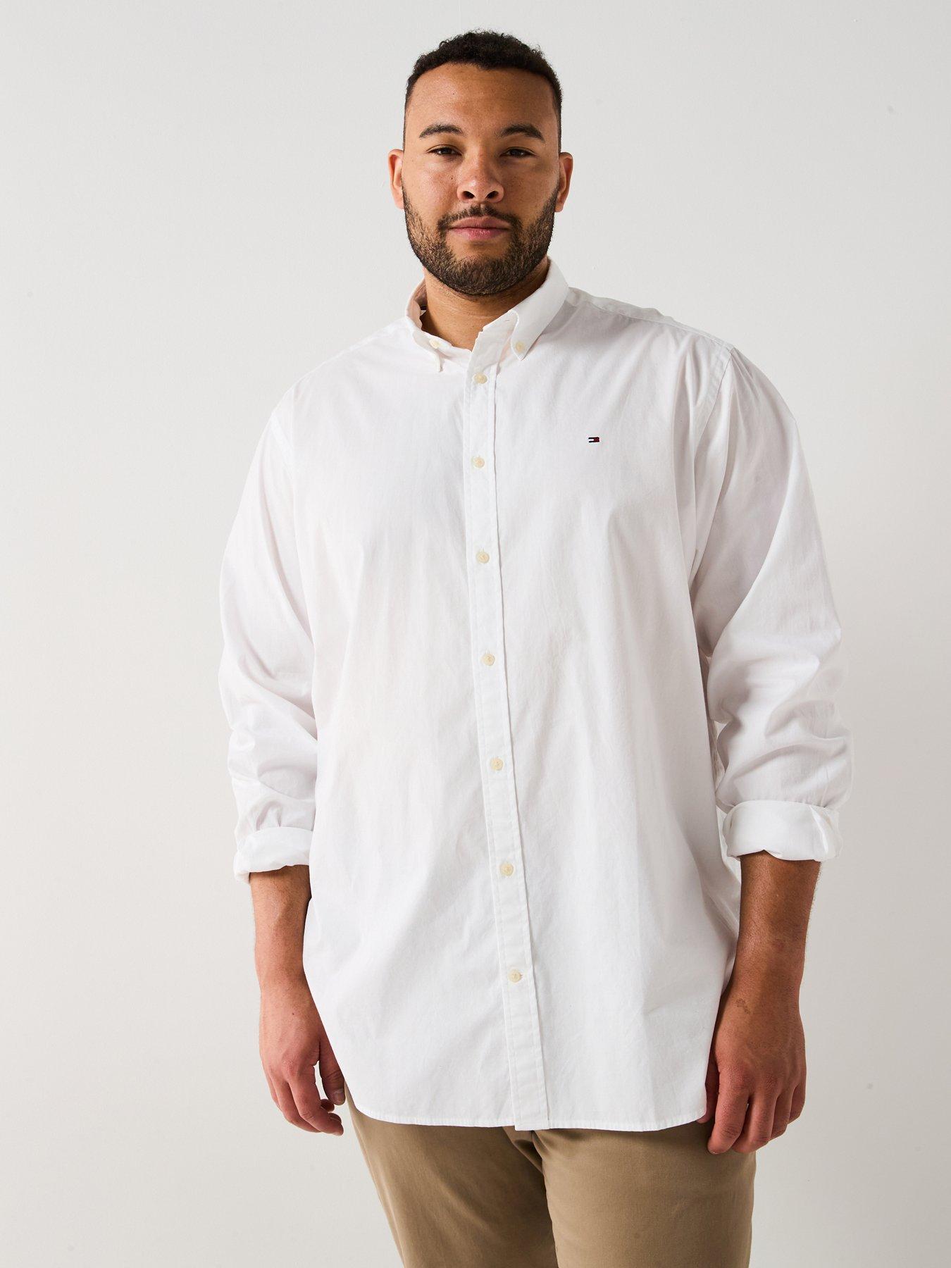Tommy Hilfiger Big  &  Tall Flex Poplin Regular Fit Long Sleeve Shirt - White